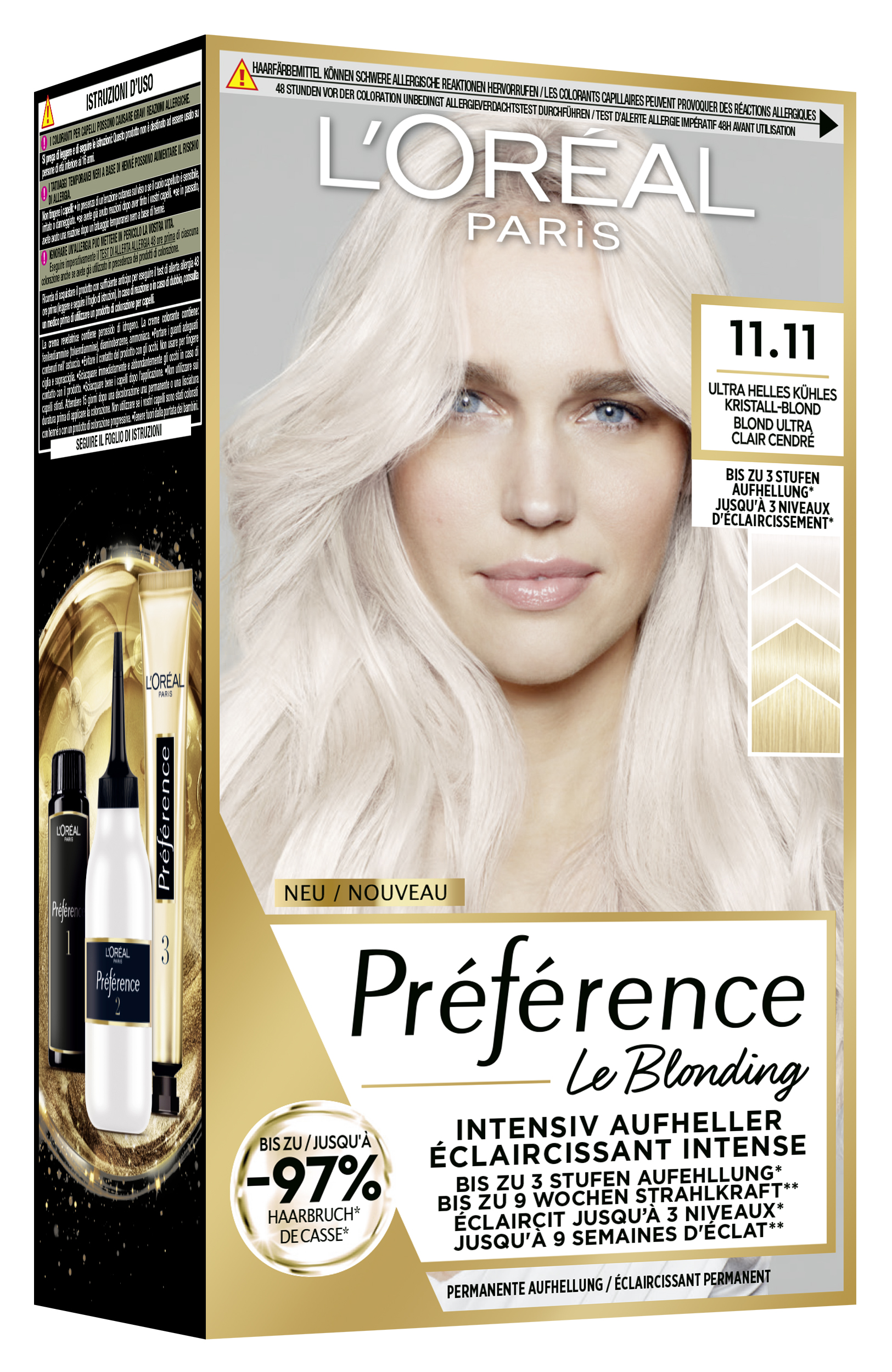L’oréal Paris L’oreal Preference – Préférence Le Blonding 11.11 Ultra-Helles Kühles Kristall-Blond/Blond Ultra Cl 1x