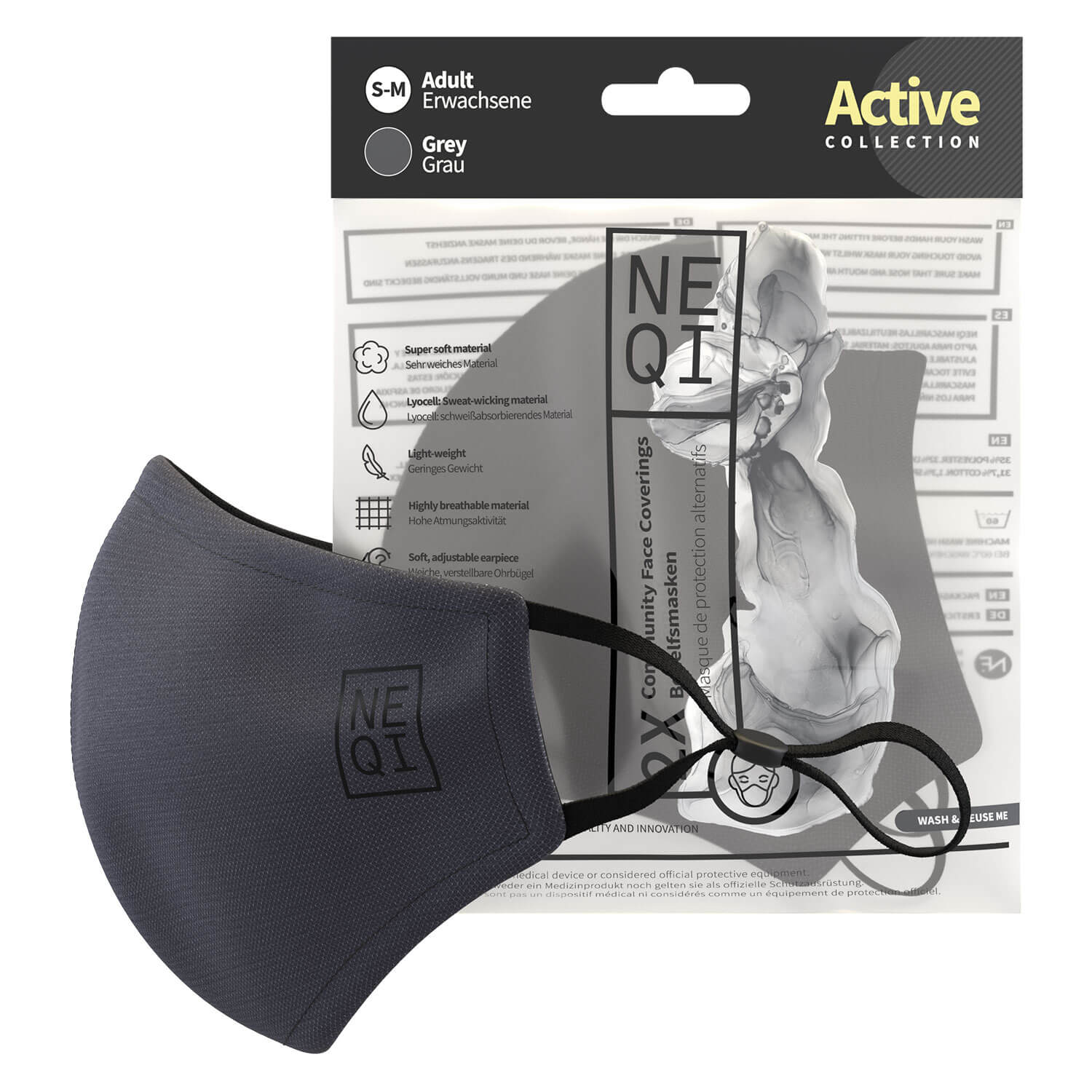 Neqi – Community Face Coverings Grey M/L