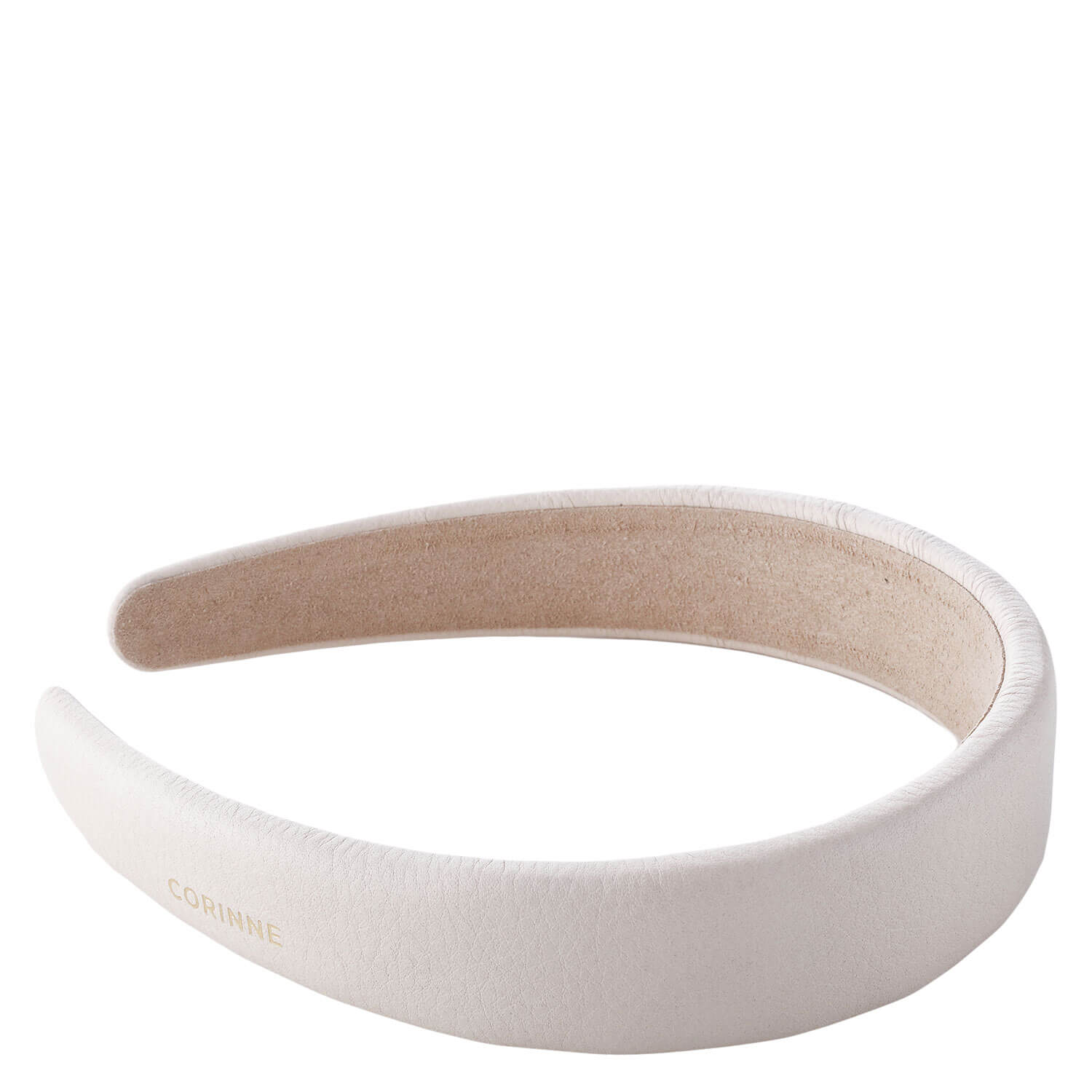 Corinne World – Leather Diadem Wide Plain Cream