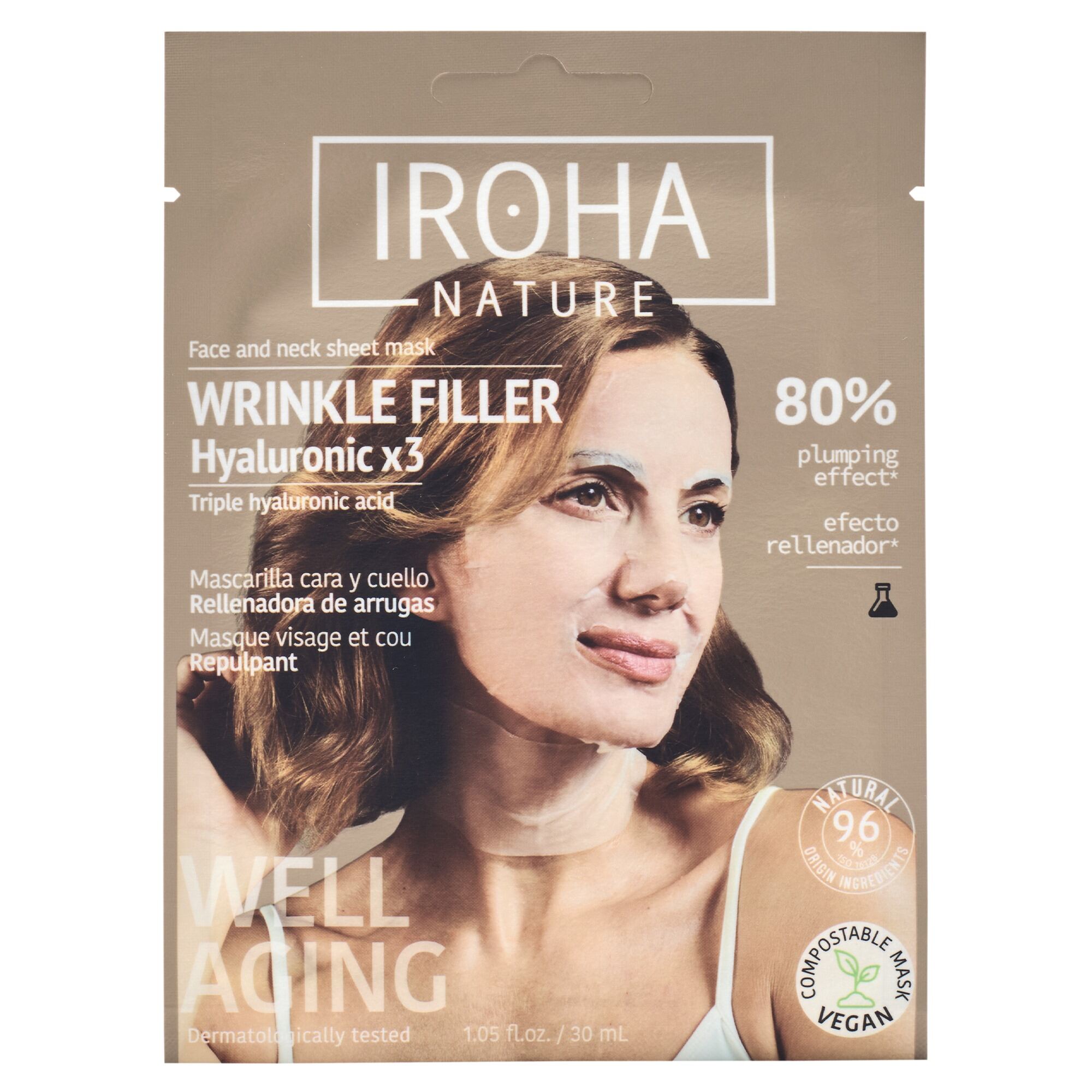 Iroha Nature – Wrinkle Filler & Anti-Age Triple Hyaluronic Acid Face & Neck Mask 1x