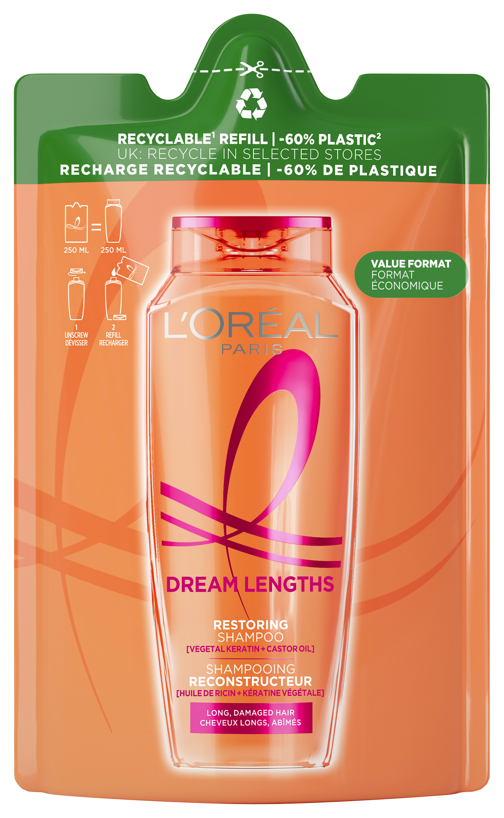 L'oréal Paris Loréal Elseve Haircare - Dream Length Super Aufbau Shampoo Nachfüllpack 250ml