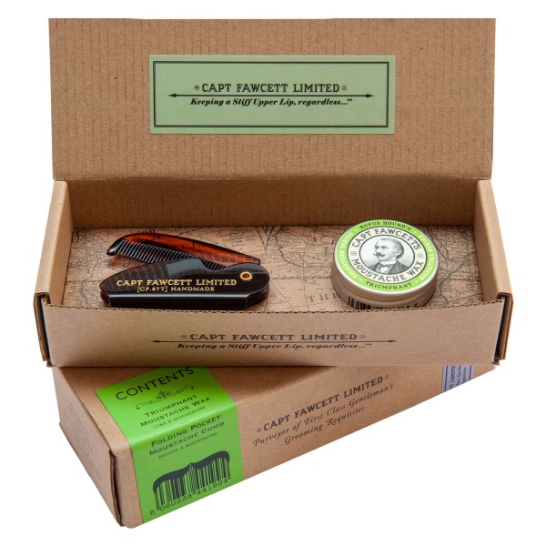 Image of Capt. Fawcett Care - Triumphant Moustache Wax & Moustache Comb Set