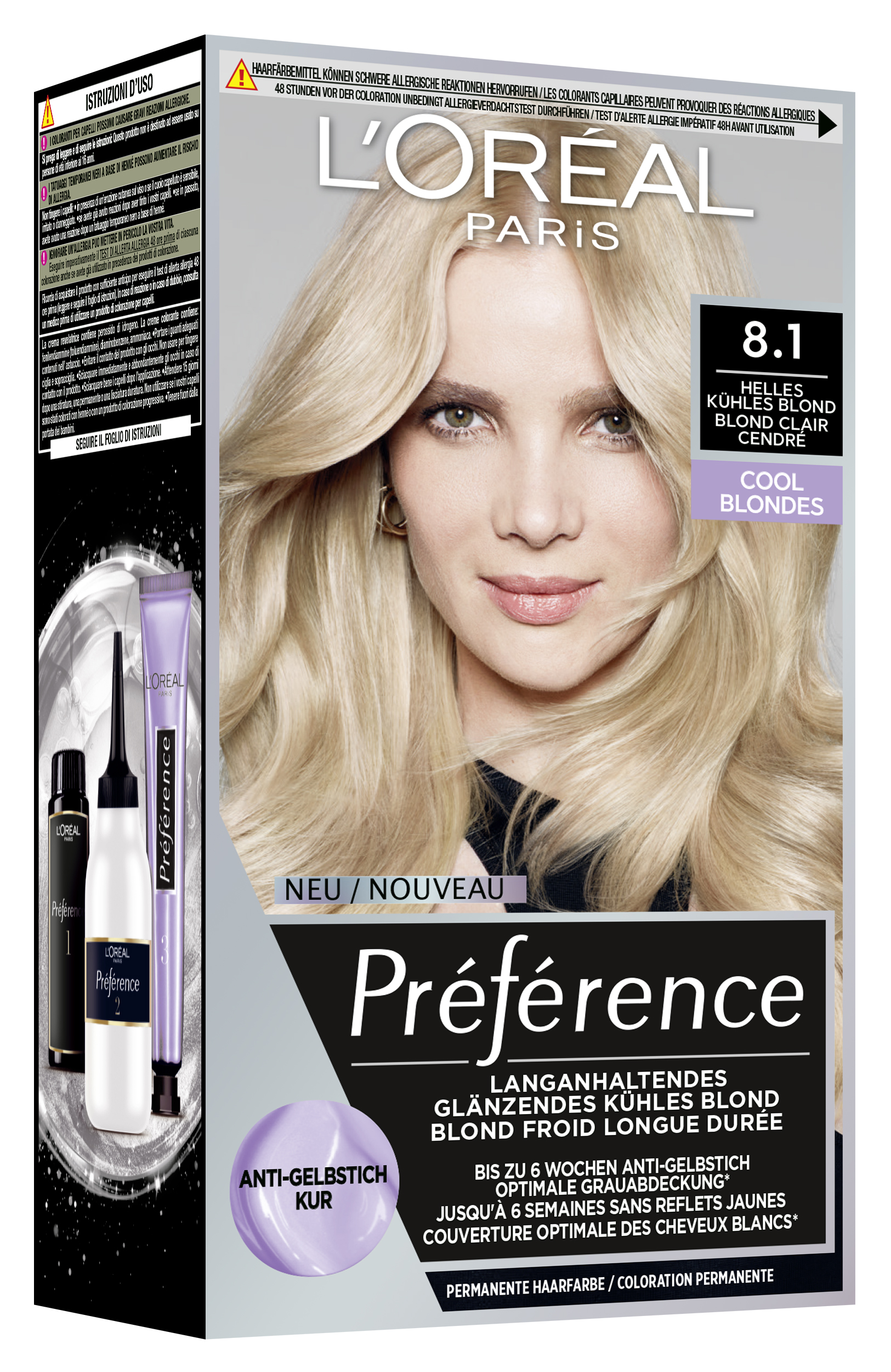L’oréal Paris L’oreal  Preference – Préférence Cool Blondes 8.1 Helles Kühles Blond 1x