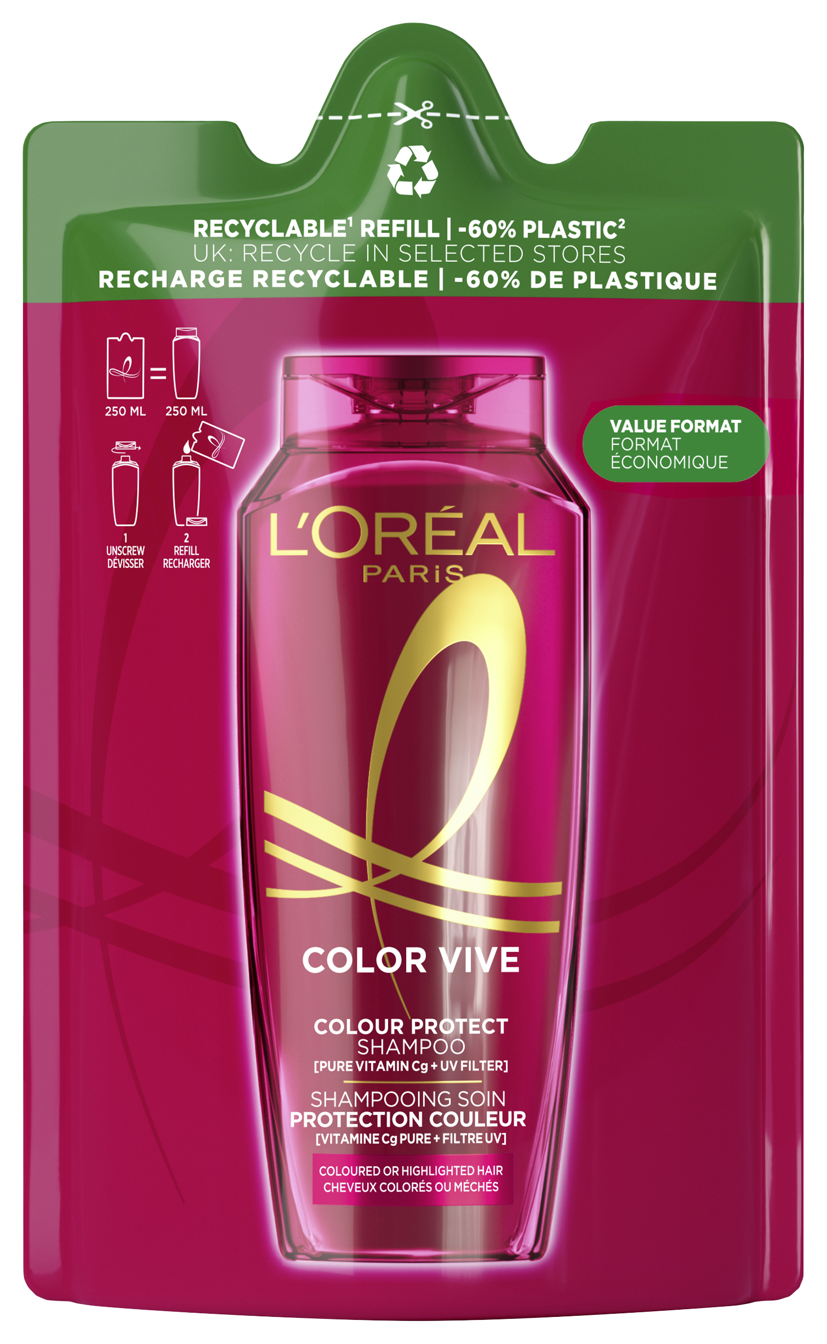 L'oréal Paris Elseve Haircare - Color Glanz Pflegeschutz Pflege Shampoo Nachfüllpack 250ml