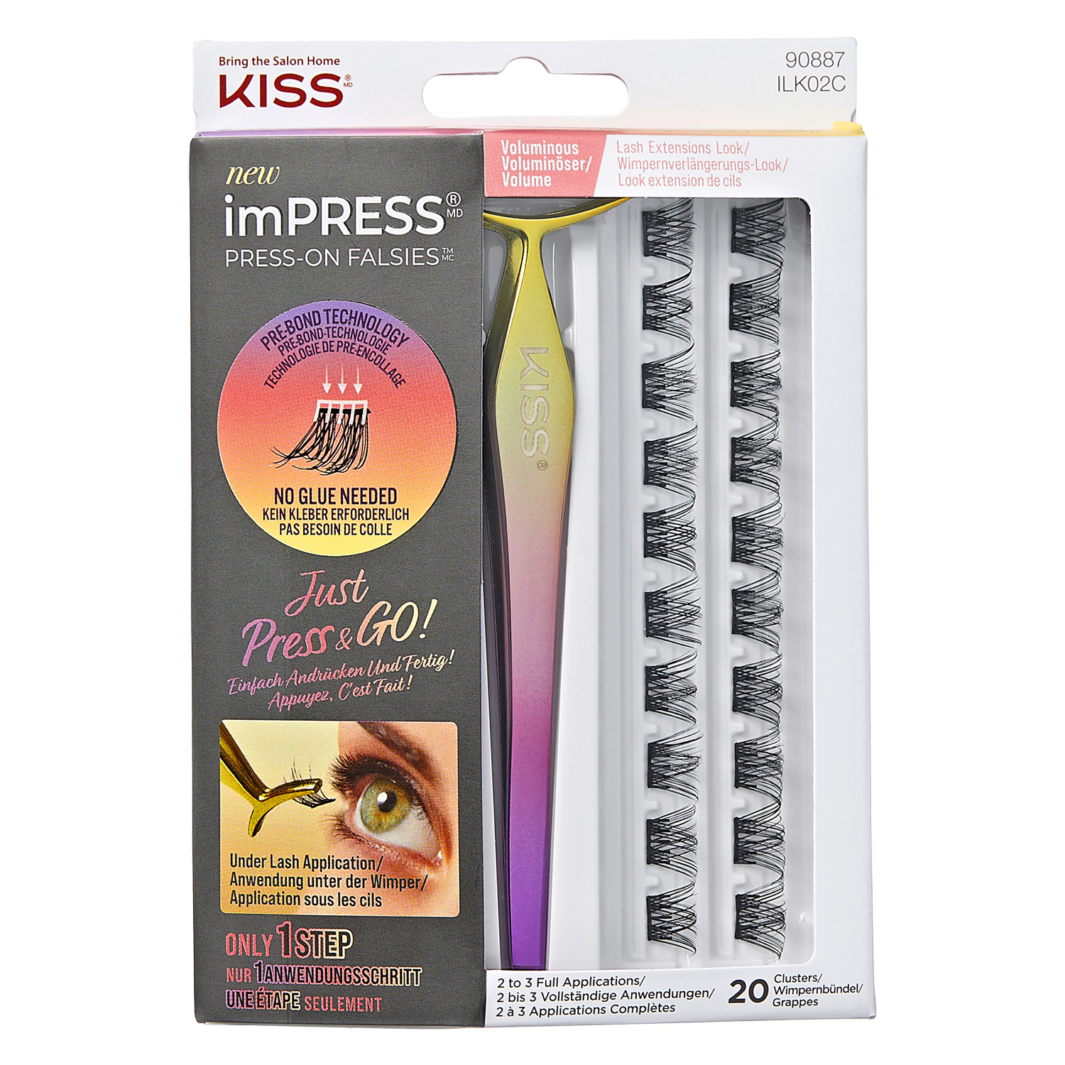 Kiss Lashes - Impress Falsies Press-On Lash Kit Voluminous