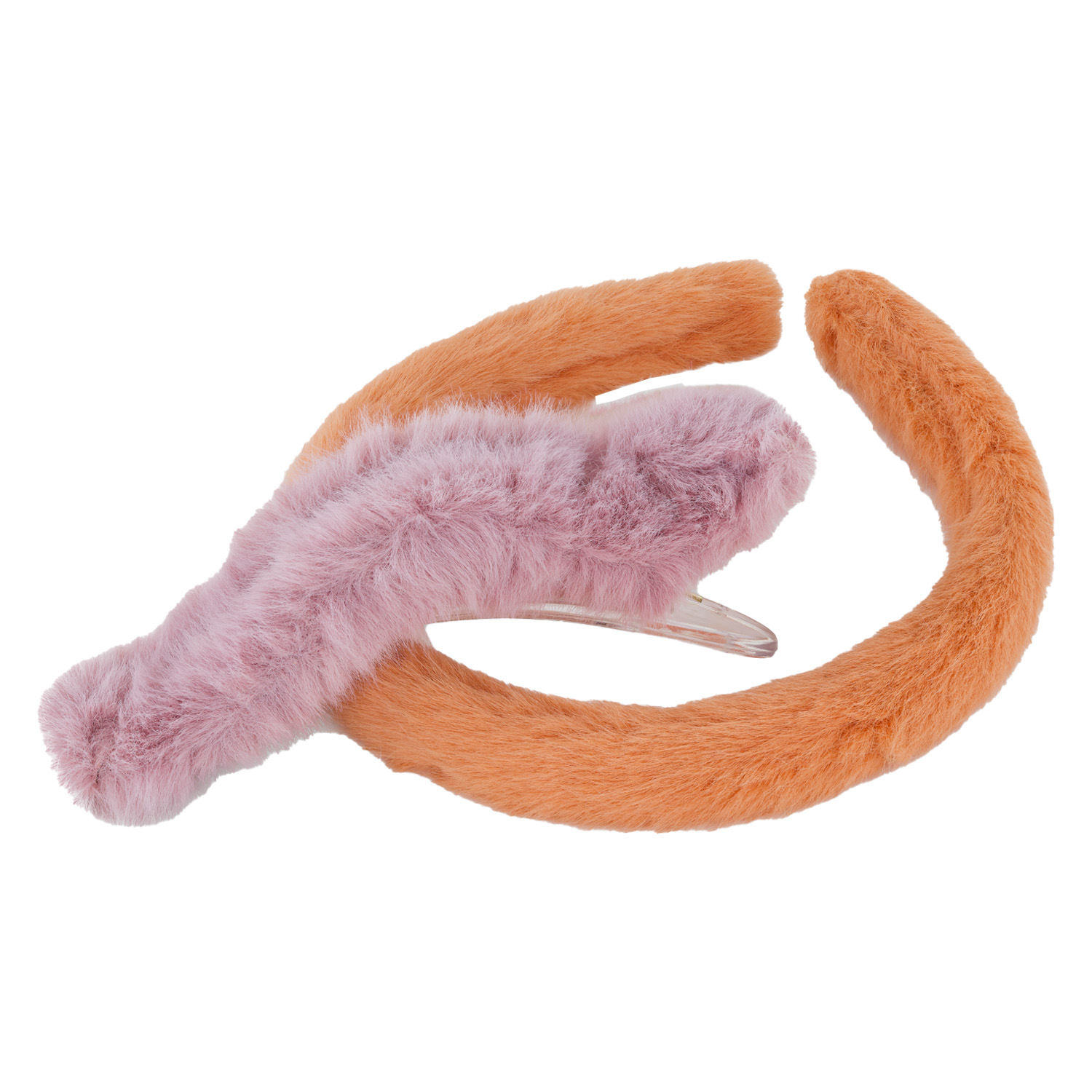 Trisa Hair – Fake Fur Hairband & Hair Clip, Orange & Purple