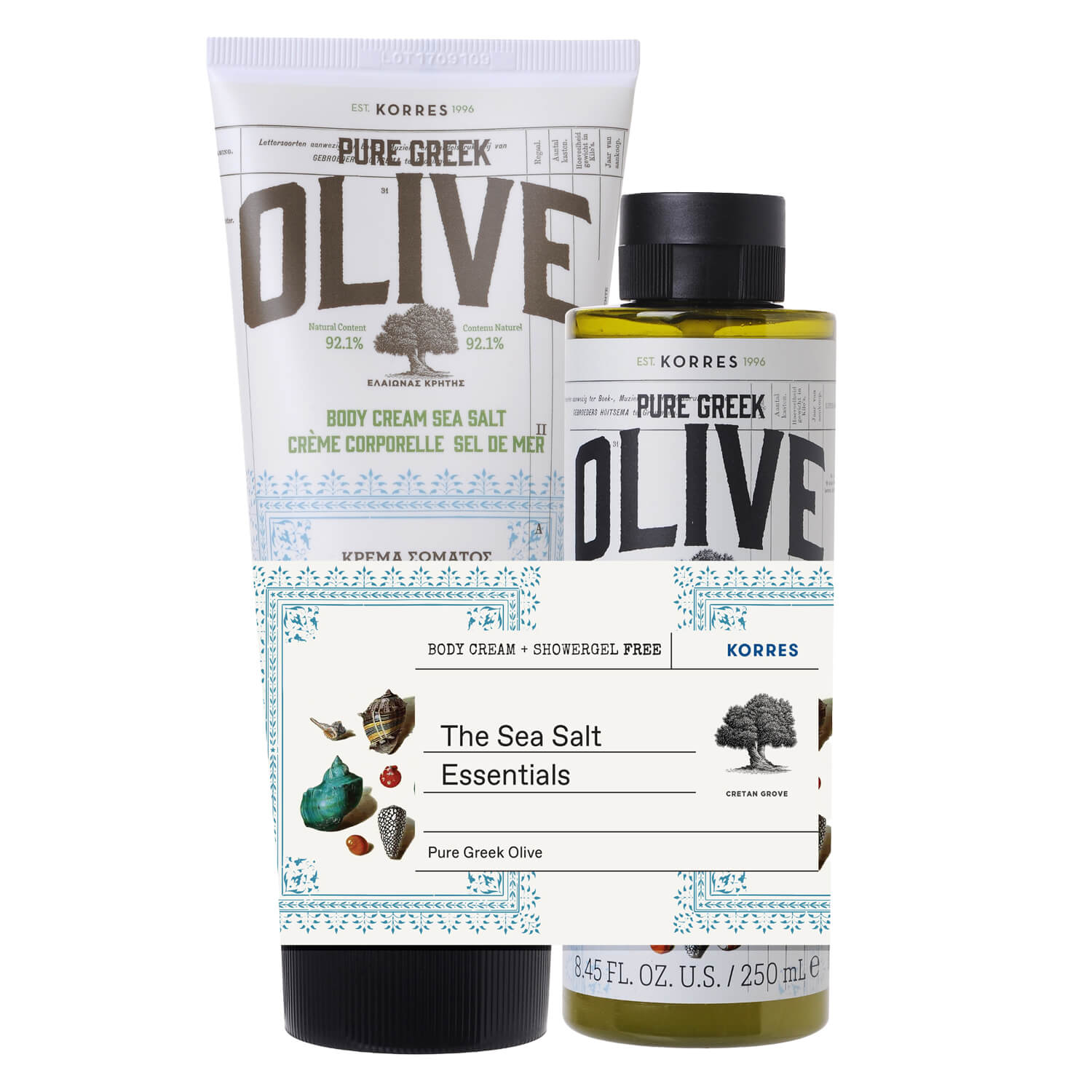 Korres Care OLIVE SEA SALT Body Cream & Cleanser Set