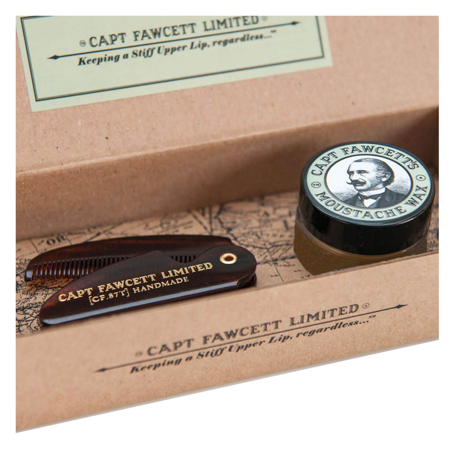 Capt. Fawcett Care – Ylang Ylang Moustache Wax & Folding Pocket Moustache Comb Kit