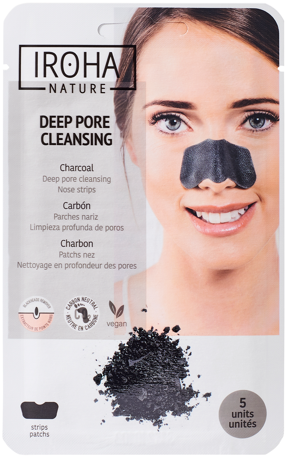 Iroha Nature – Charcoal Deep Pore Cleansing Nose Strips 5x