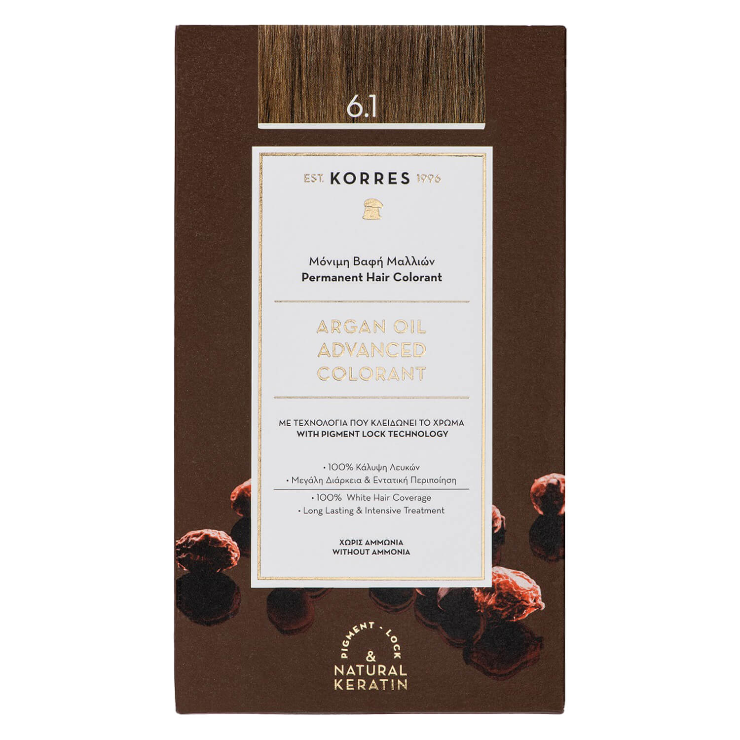 Korres Color – Argan Oil Hochentwickelte Haarcoloration Ash Dark Blonde / Dunkelblond Ash 6.1 1x