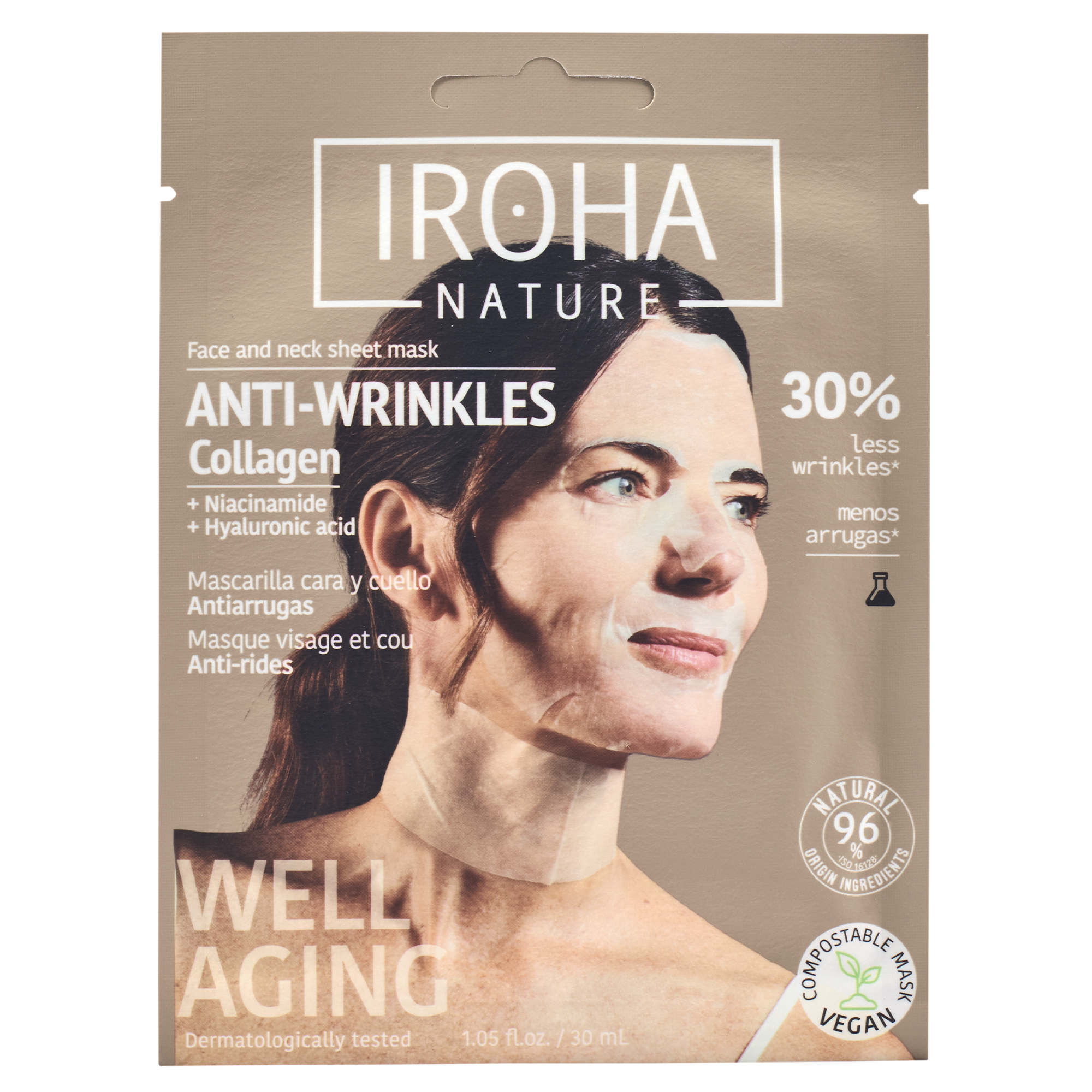 Iroha Nature – Anti Wrinkles Collagen Face & Neck Sheet Mask 30ml