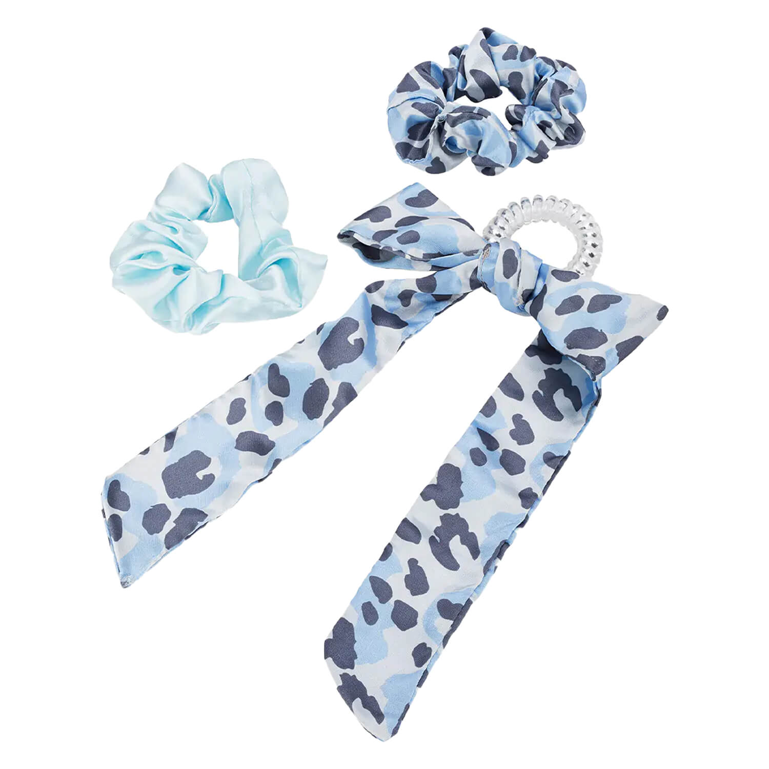 Trisa Twisted Elastic Mit Schleife & Duo Scrunchies, Blau 3x