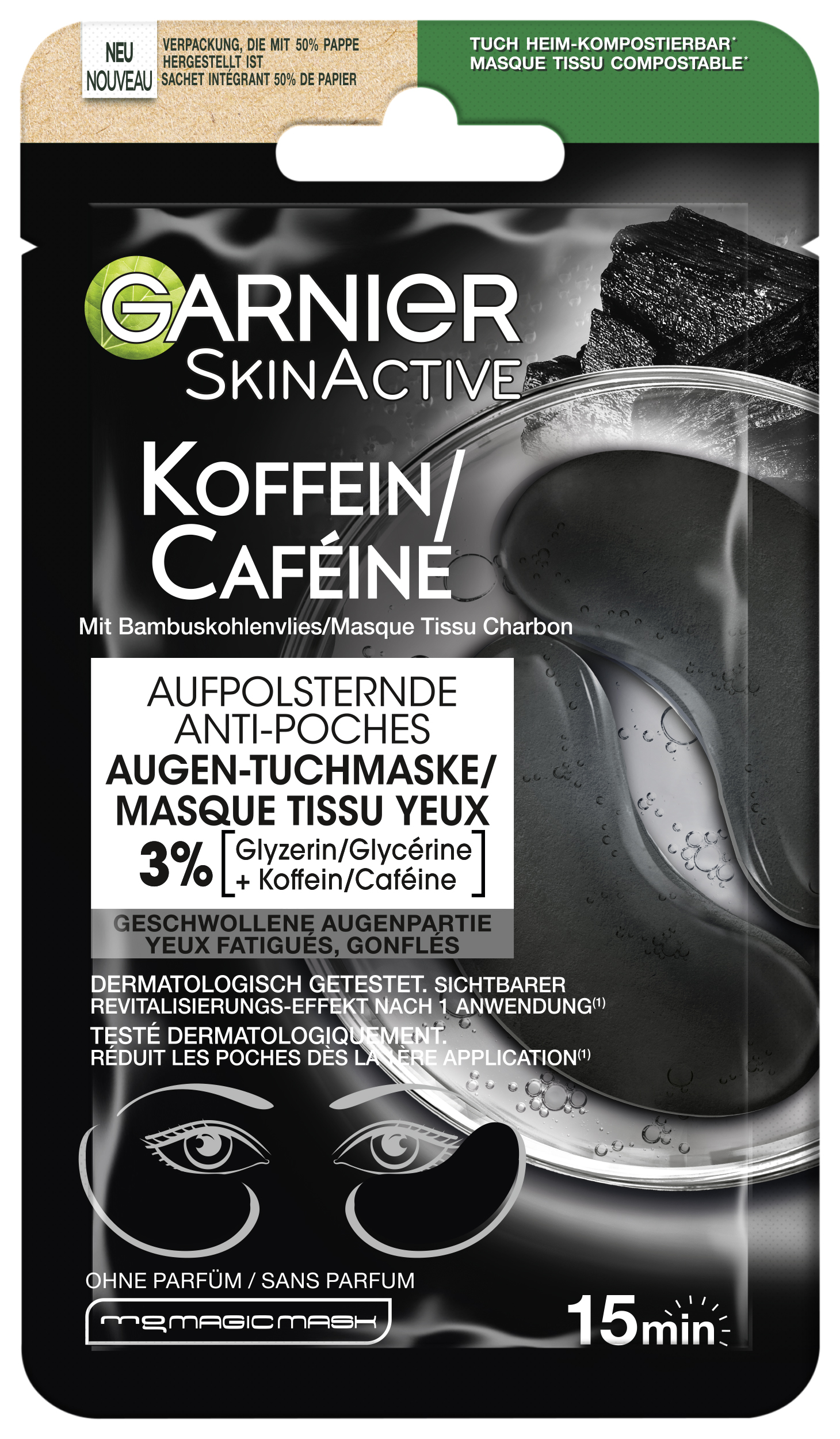 Garnier Skinactive Face – Skinactive Koffein Aufpolsternde Augen-Tuchmaske 5g