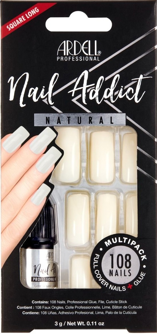 Ardell Nail Addict - Natural Squared Long Multipack 108x