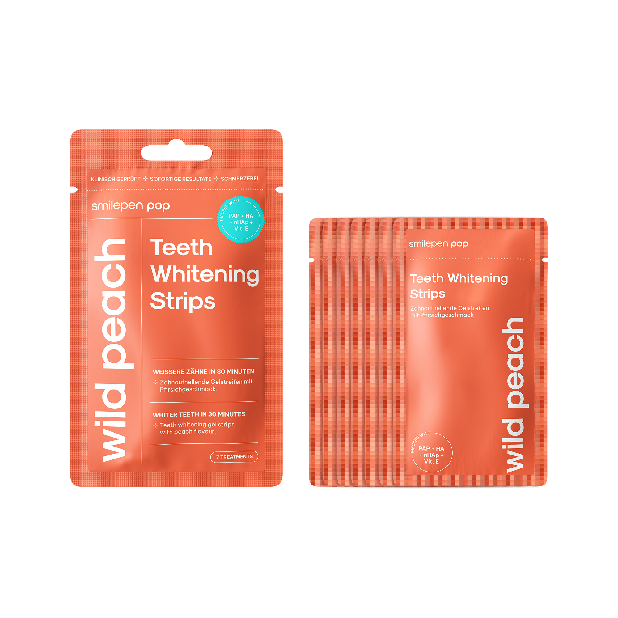 Smilepen Pop - Wild Peach Whitening Strips 7x2x
