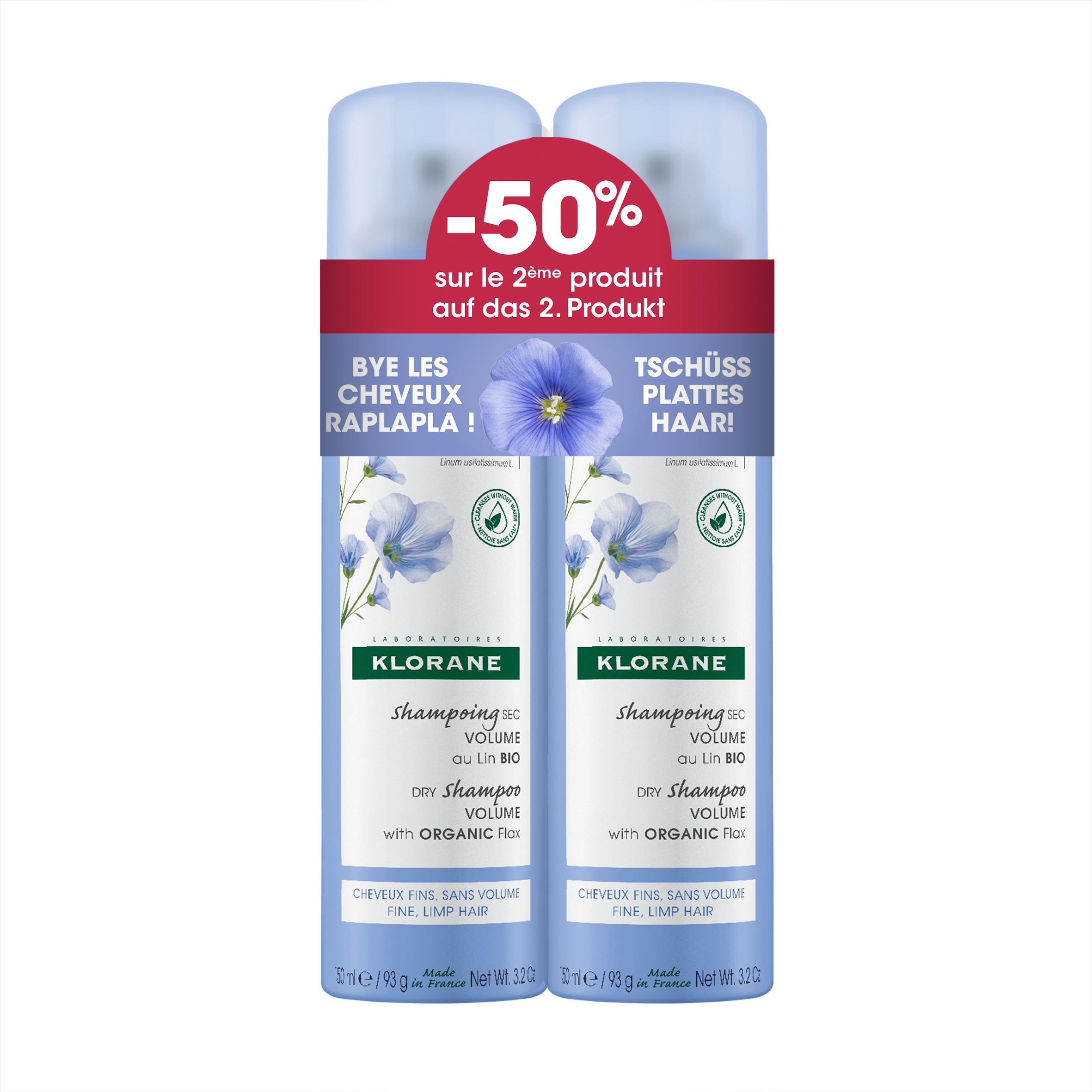 Klorane Hair – Leinfaser Trockenshampoo Duo 2x150ml