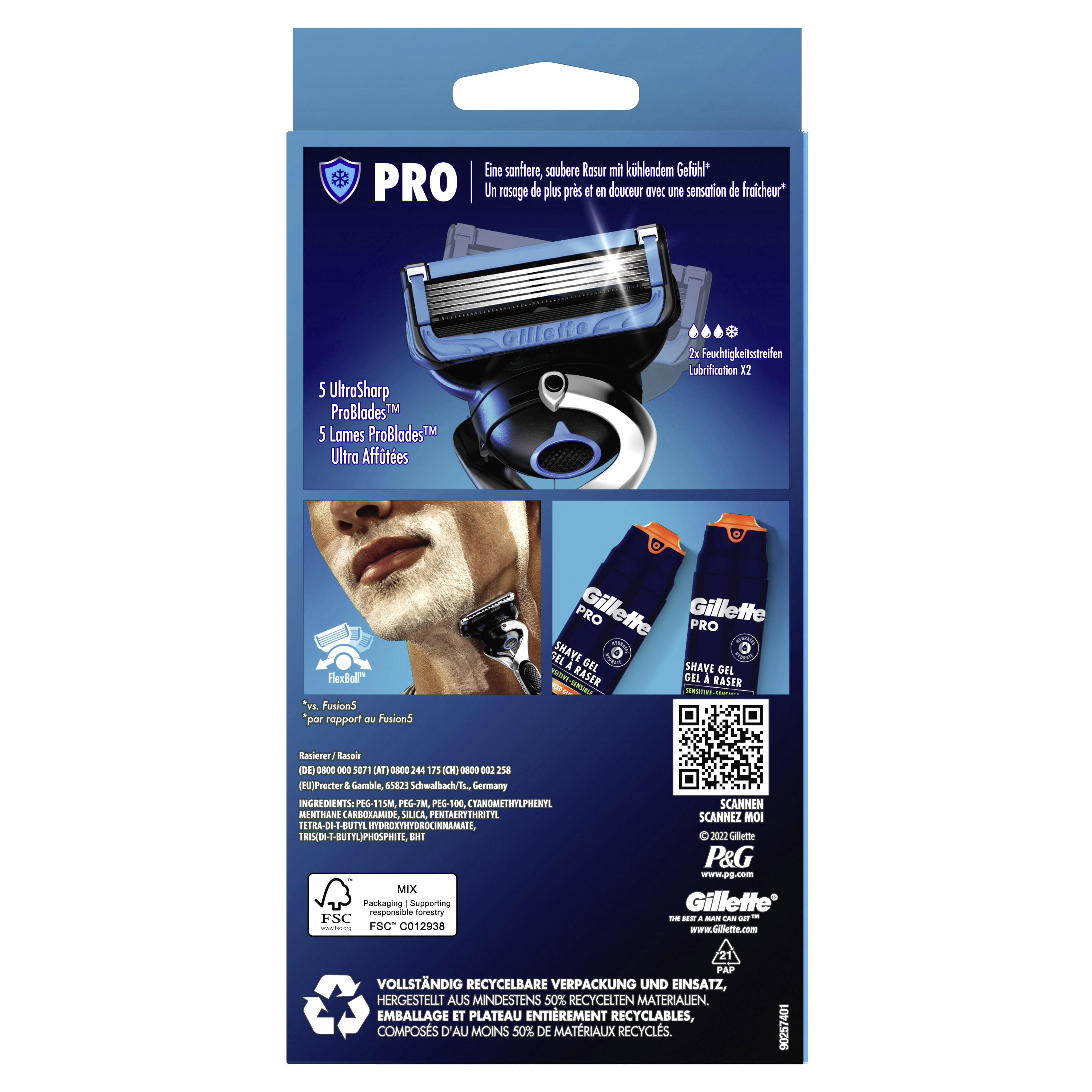 Gillette – Proshield Chill Rasierapparat Mit 1 Klinge 1stk