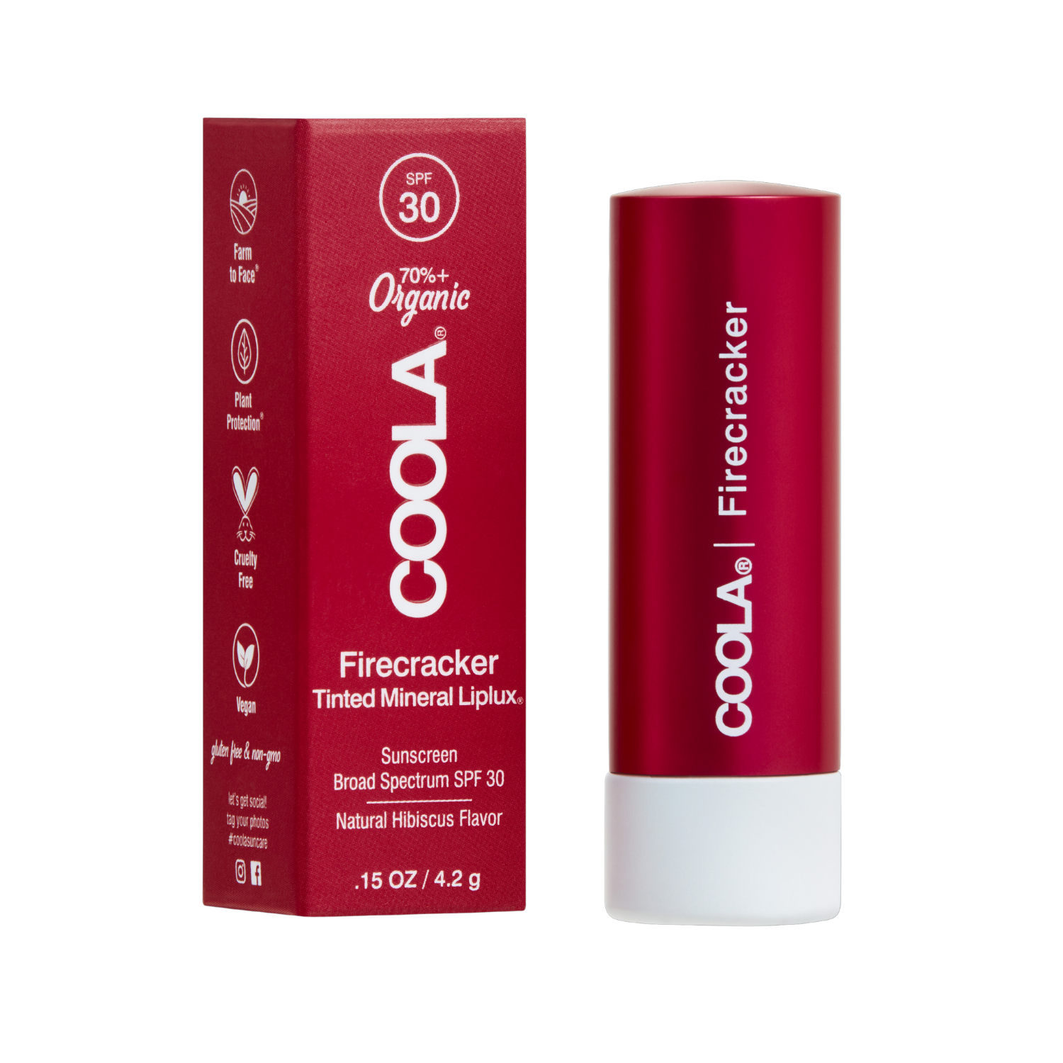 Coola - Mineral Liplux Organic Tinted Lip Balm Sunscreen Spf30 Firecracker 4.2g