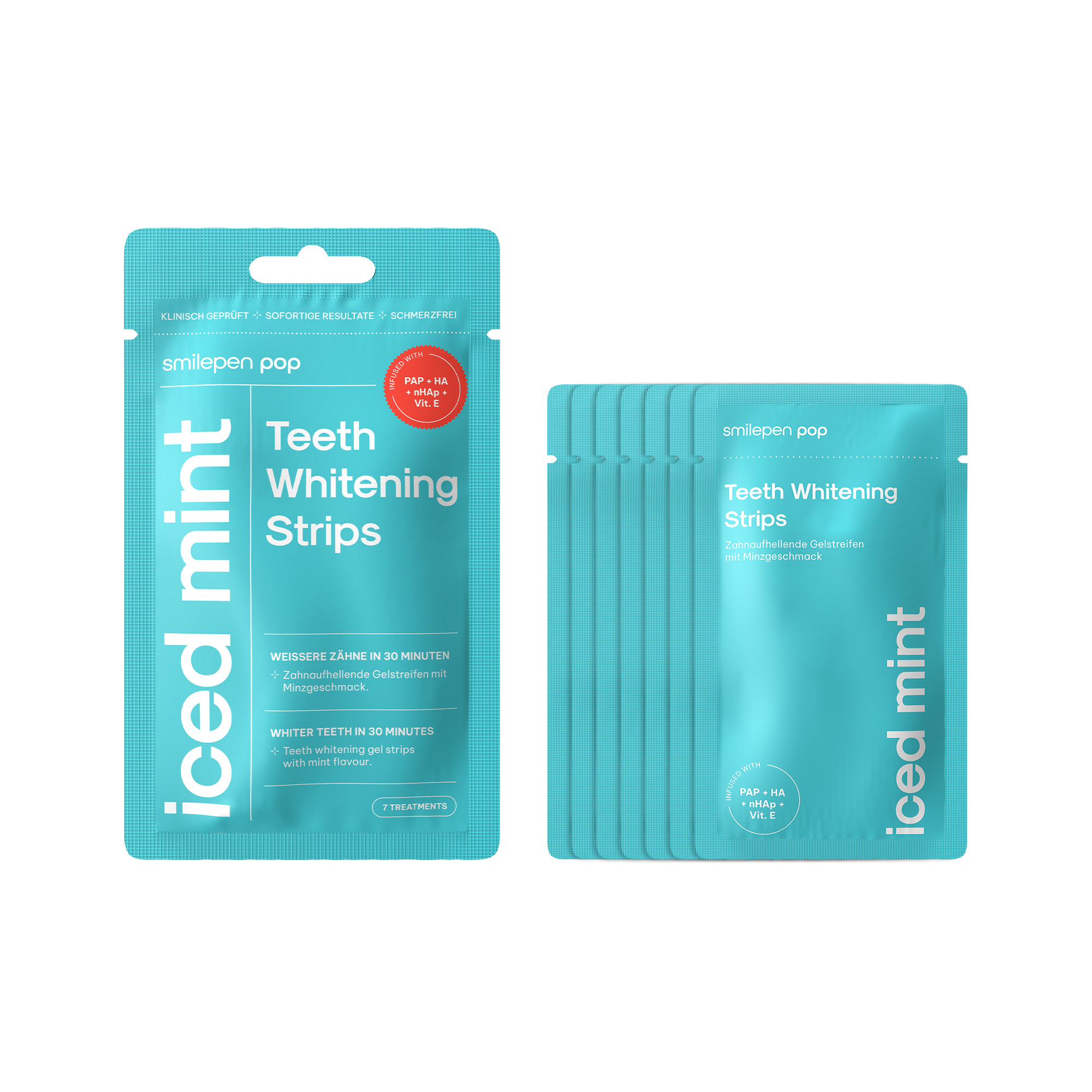 Smilepen Pop - Iced Mint Whitening Strips 7x2x