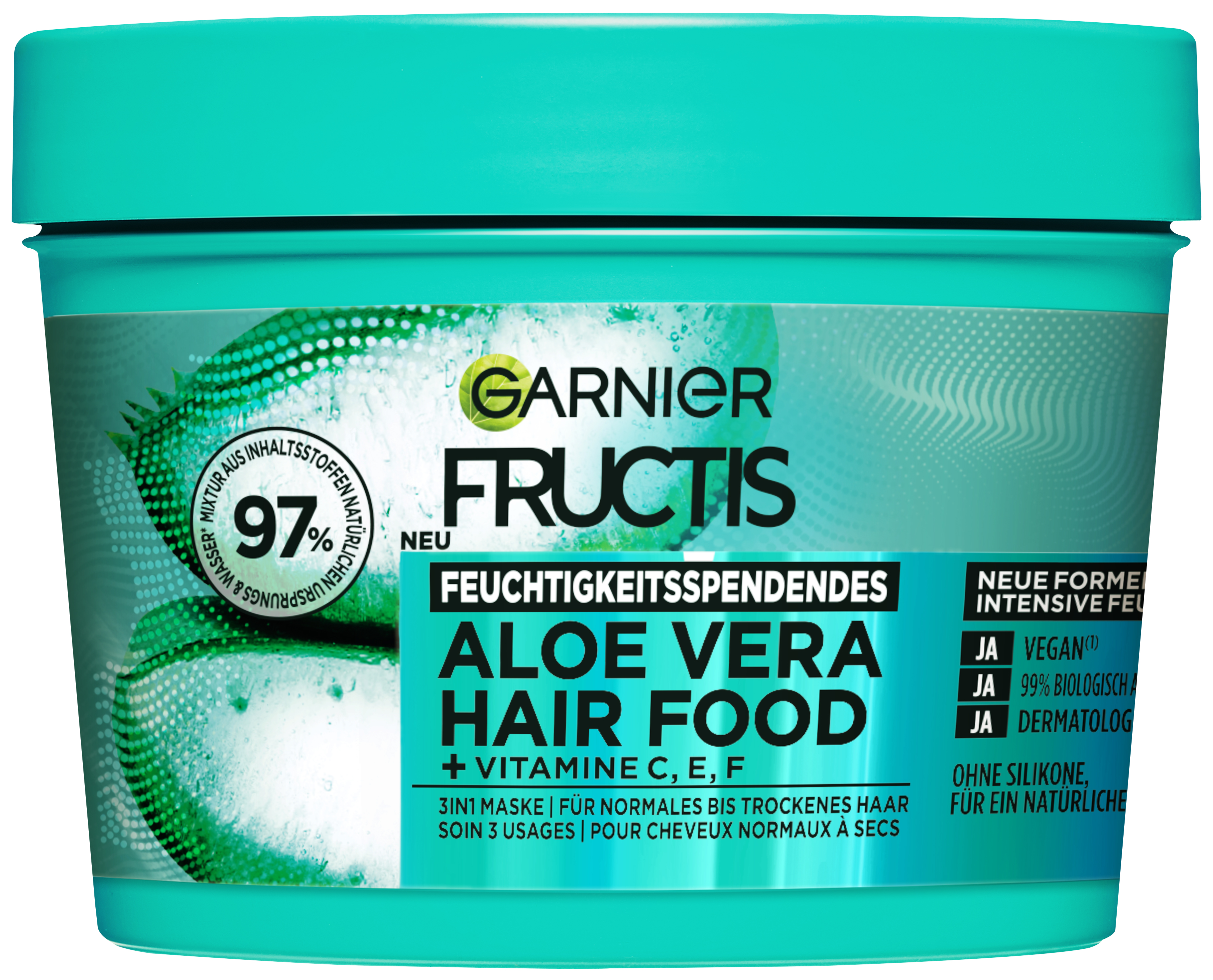 Garnier Fructis – Feuchtigkeitsspendes Aloe Vera Hair Food 3in1 Maske Für Normales Bis Trockenes Haar 400ml
