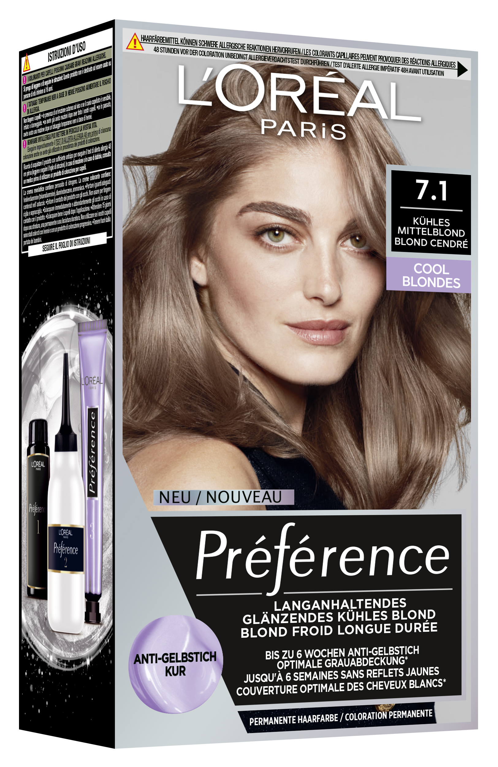 L’oréal Paris L’oreal Preference – Préférence Cool Blondes 7.1 Kühles Mittelblond 1x