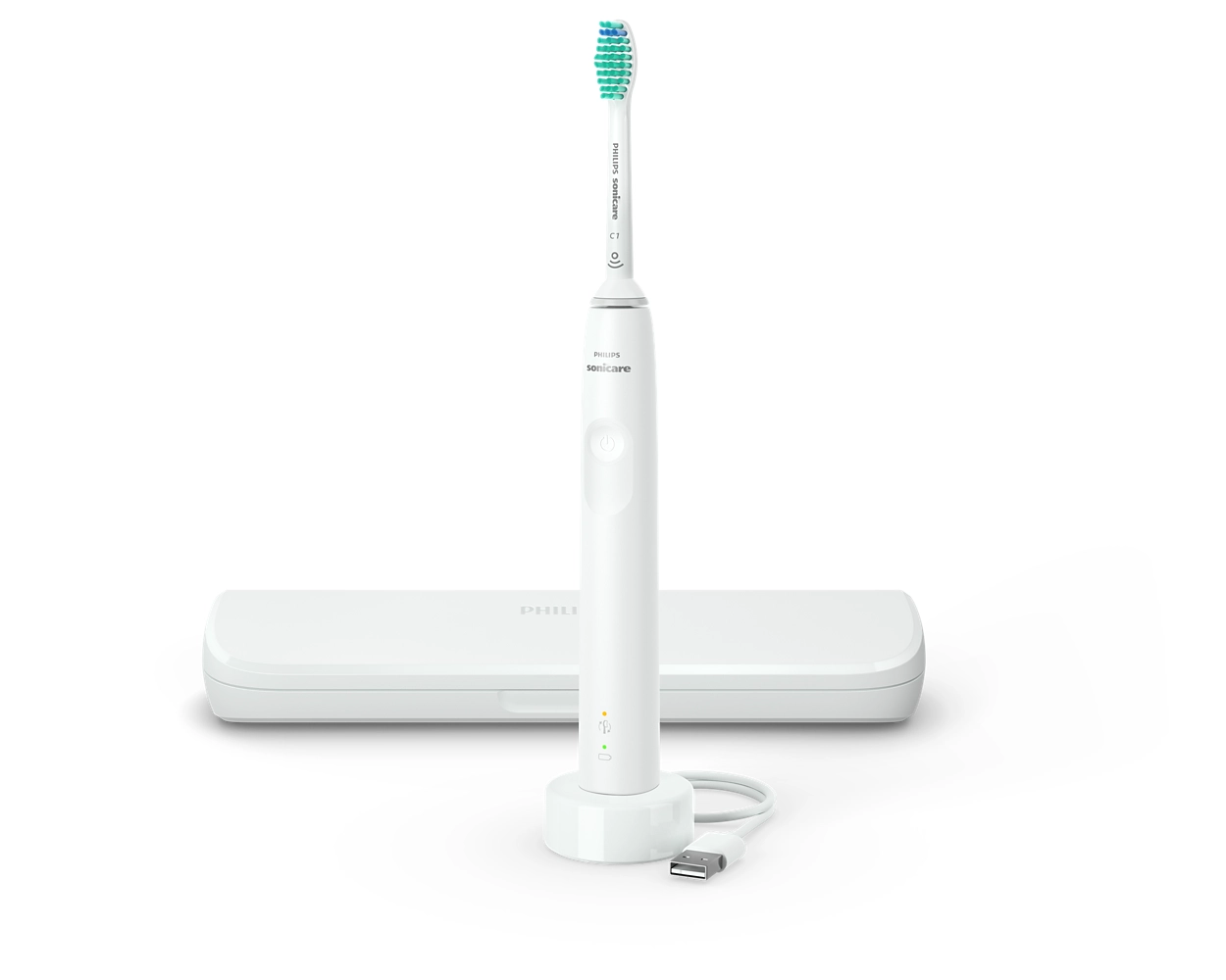 Philips Sonicare – 3100 Series Elektrische Schallzahnbürste + Reiseetui – Weiss 1x