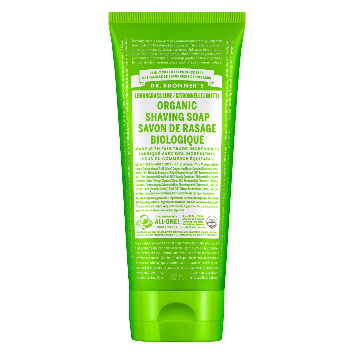 Dr. Bronner's - Shaving Soap Lemongrass Lime 207ml