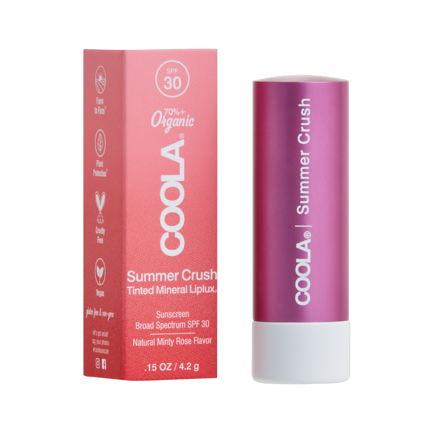 Coola – Mineral Liplux Organic Tinted Lip Balm Sunscreen Spf30 Summer Crush 4.2g