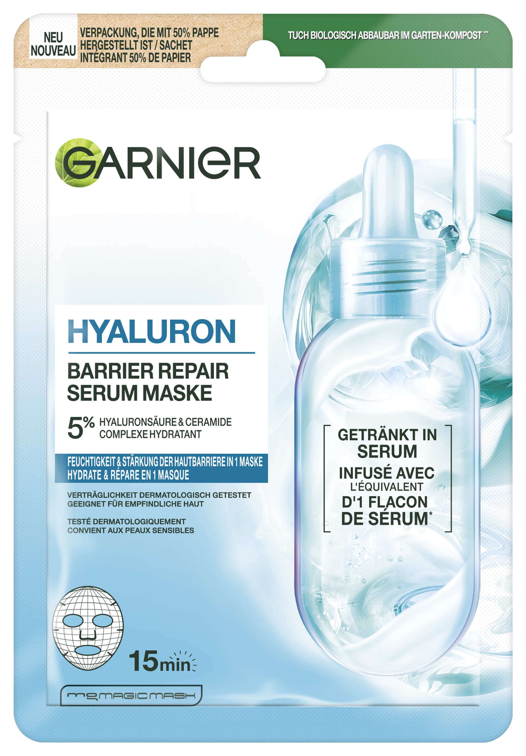 Garnier Skinactive Face – Hyaluron Barrier Repair Serum Maske 28g