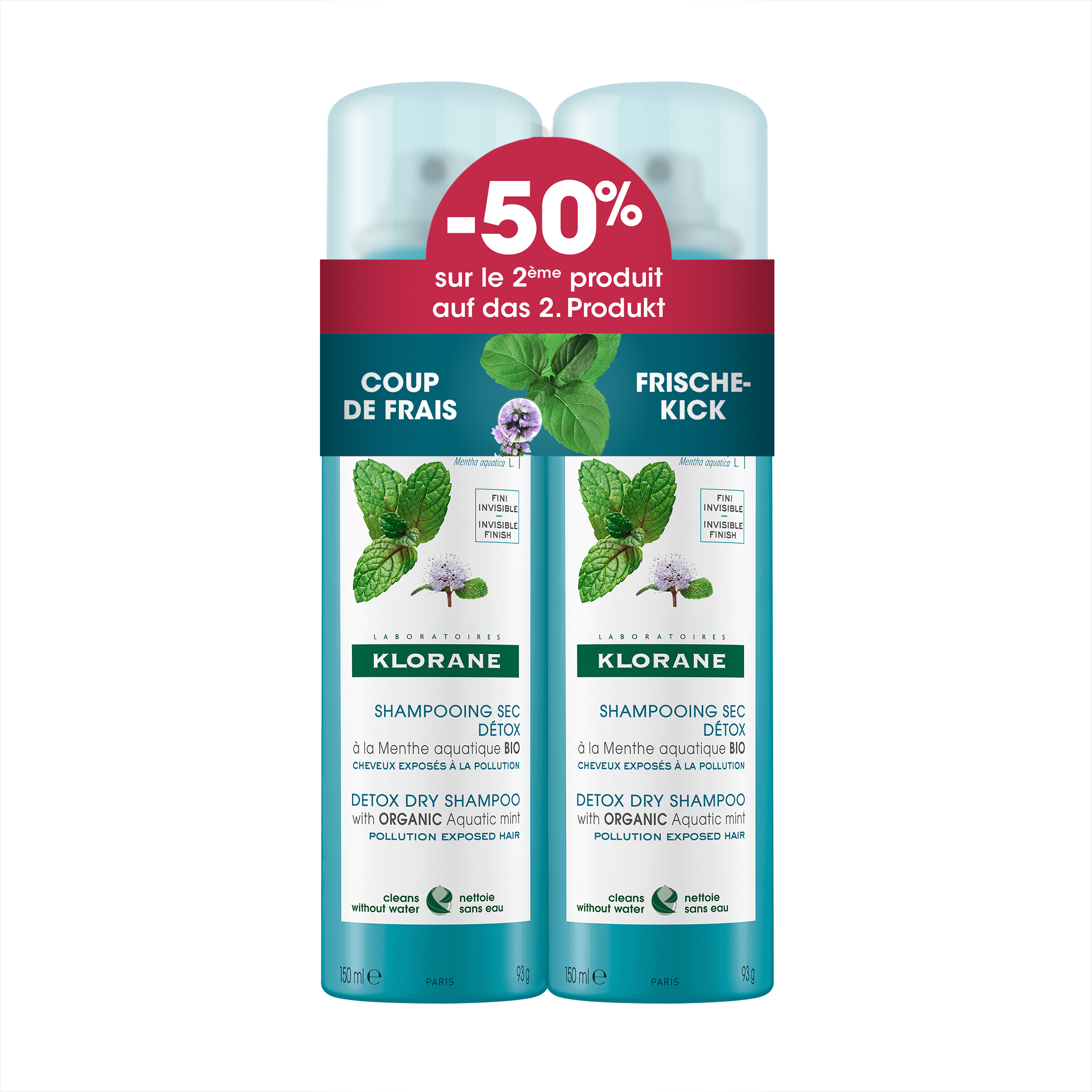 Klorane Wasserminze -Trockenshampoo Duo 2x150ml