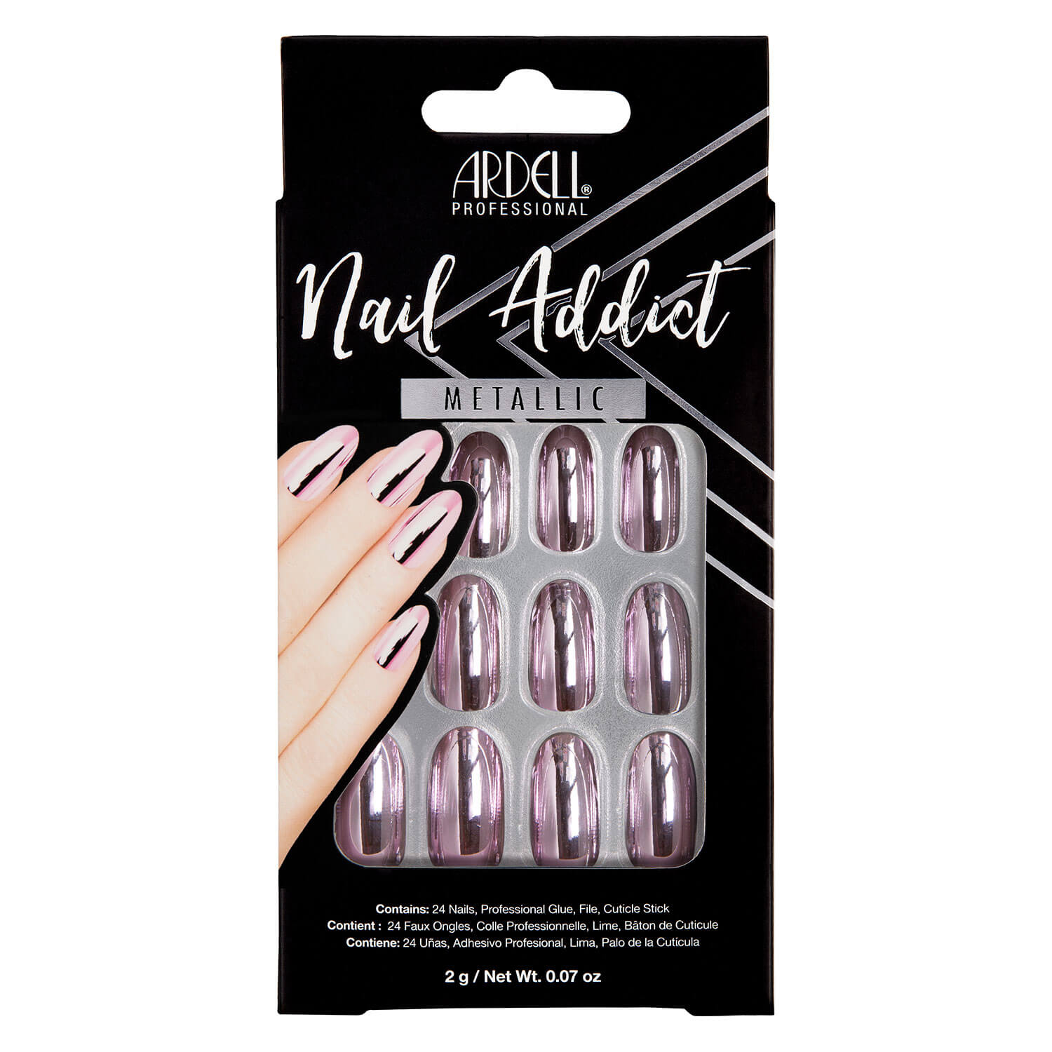 Ardell Nail Addict – Nail Addict Pink Metallic 24x