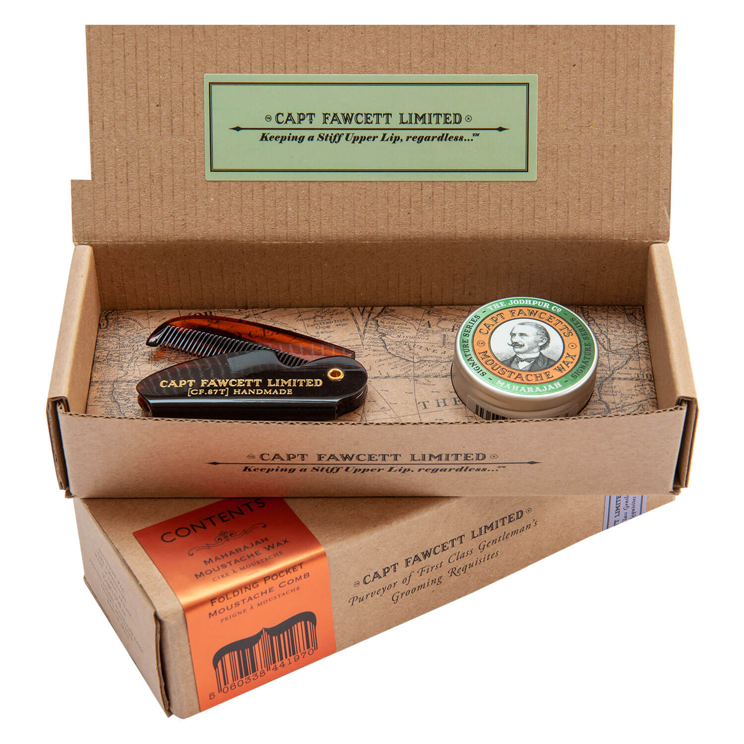 Capt. Fawcett Care – Maharajah Moustache Wax & Moustache Comb Set