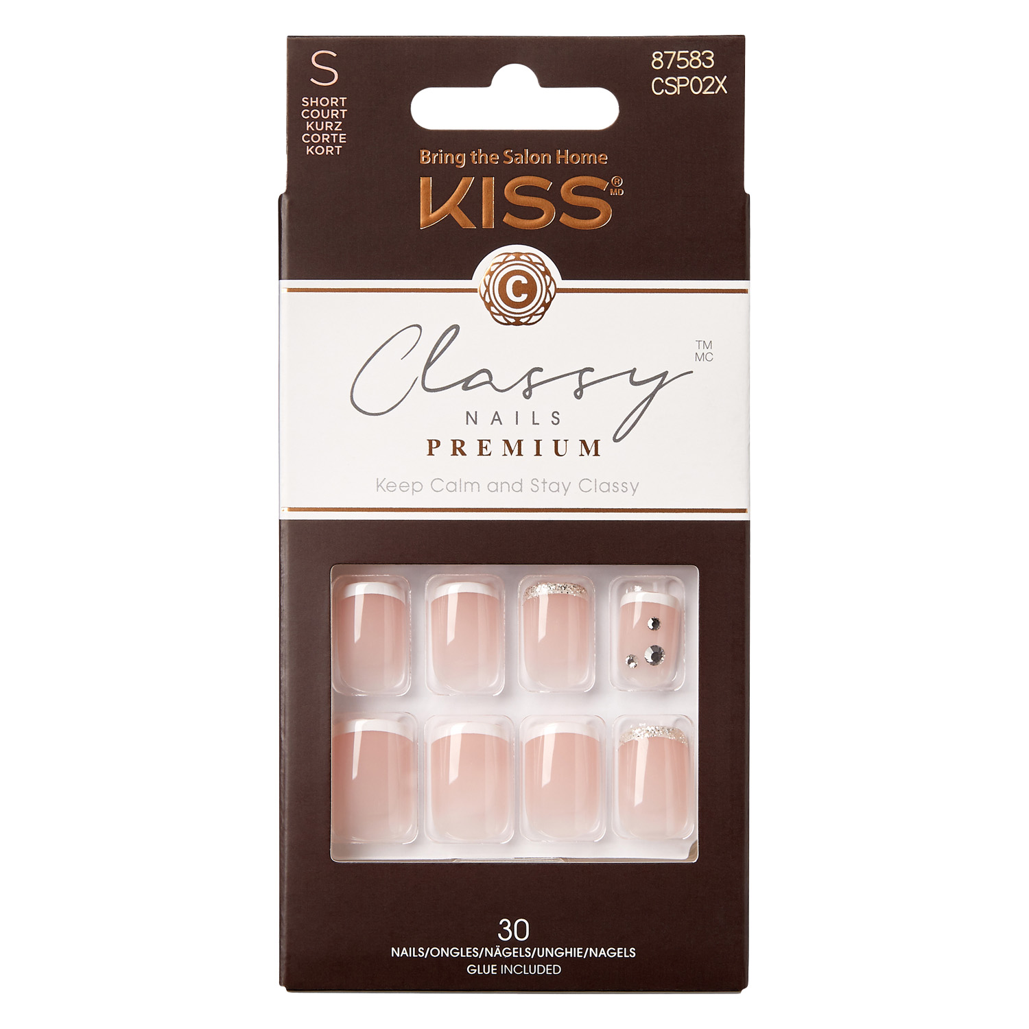 Kiss Nails – Classy Premium Glitter French Gorgeous 28x