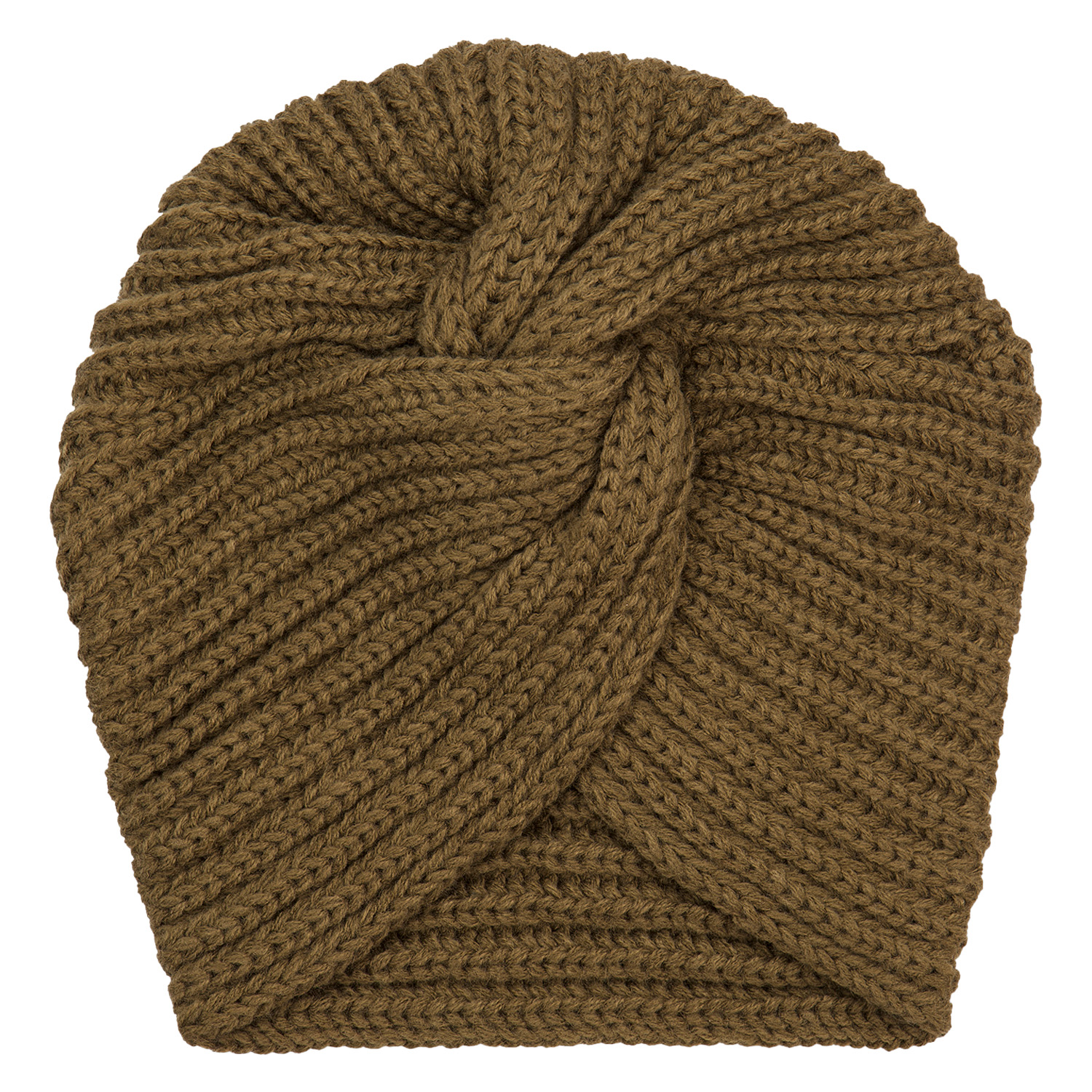 Trisa Hair – Knitted Turban Beanie, Khaki 1x