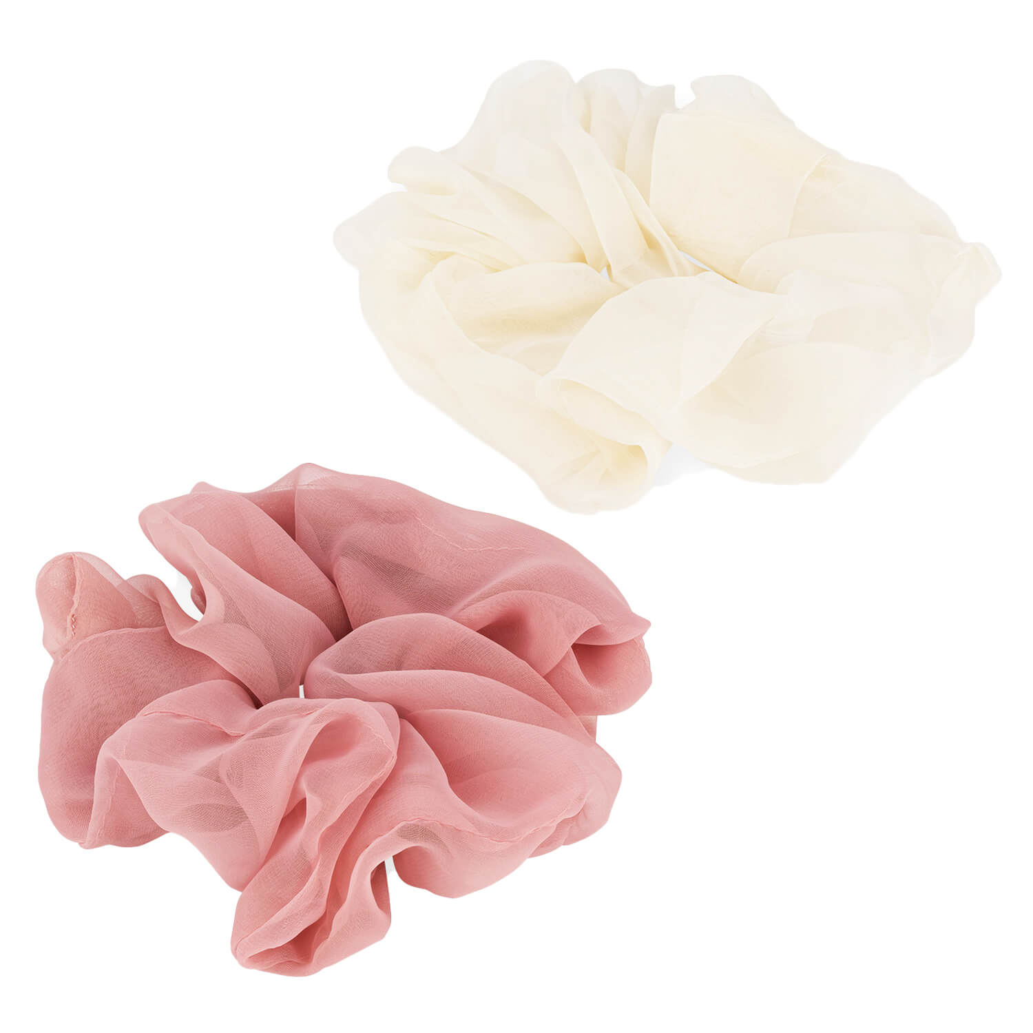 Trisa Transparentes Scrunchie, Rosa & Weiss 2x