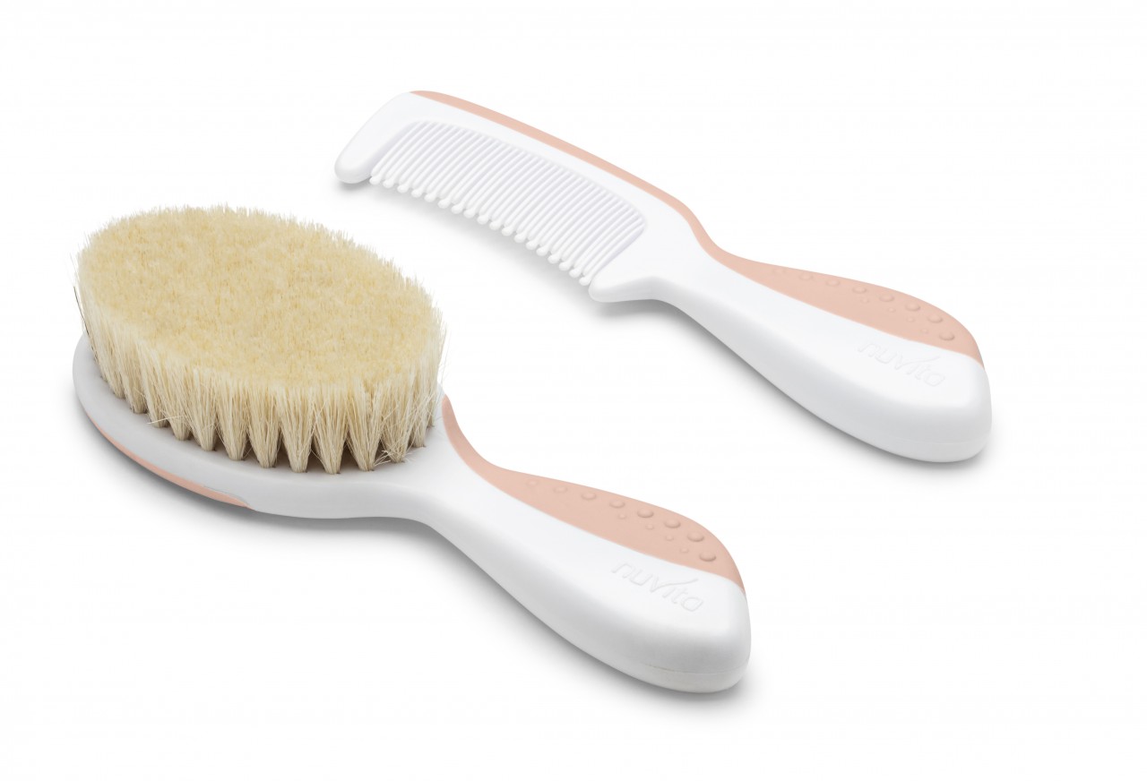 NUVita - Baby Haar-styling Set Mit Bürste Aus Wolle & Kamm Rose