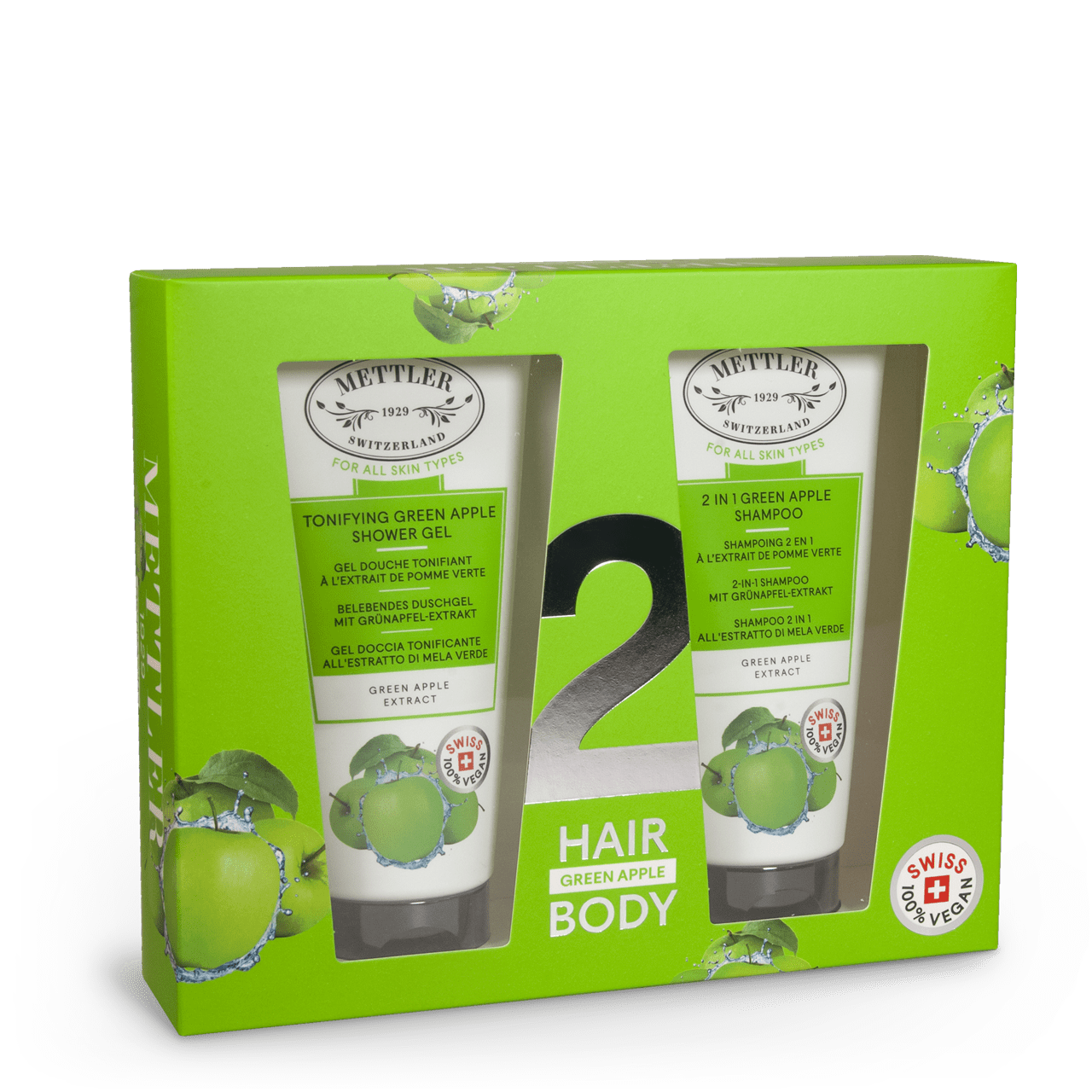Mettler1929 All Skin Types - Haar & Körperpflegeset Grüner Apfel 2x200ml