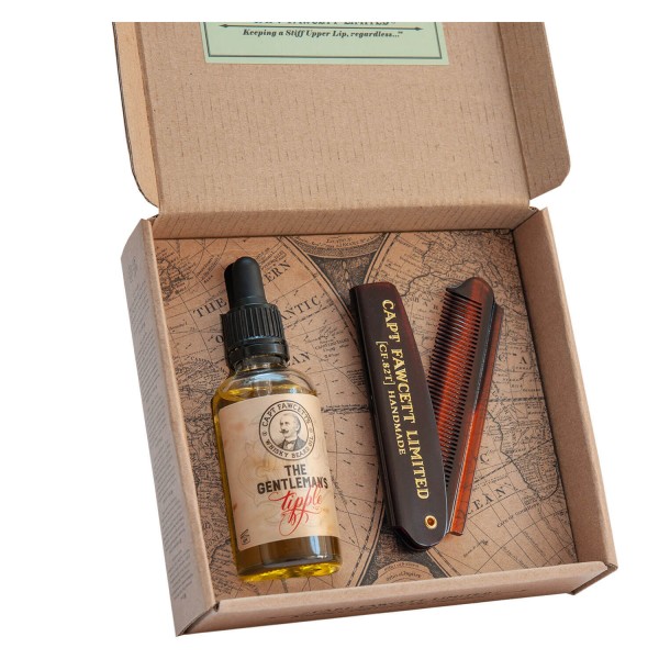 Image of Capt. Fawcett Care - Whisky Beard Oil & Beard Comb Set