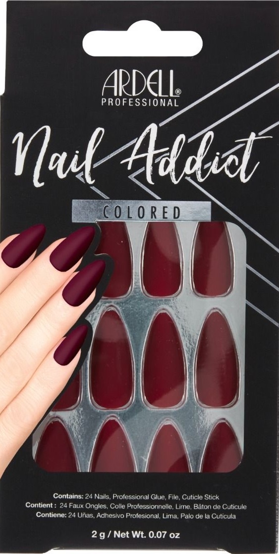 Ardell Nail Addict – Colored Bordeaux 24x