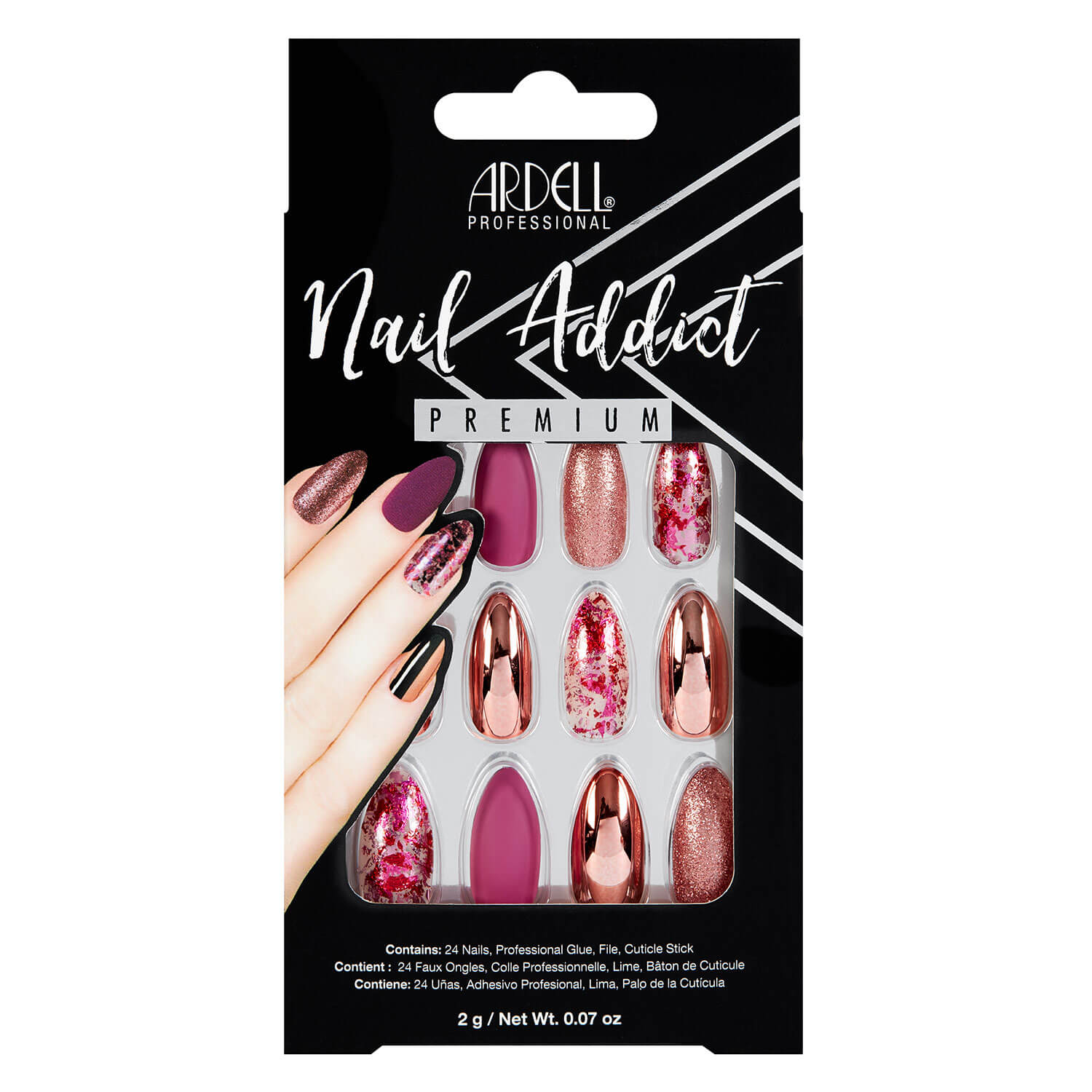Ardell Nail Addict – Nail Addict Chrome Pink Foil 24x
