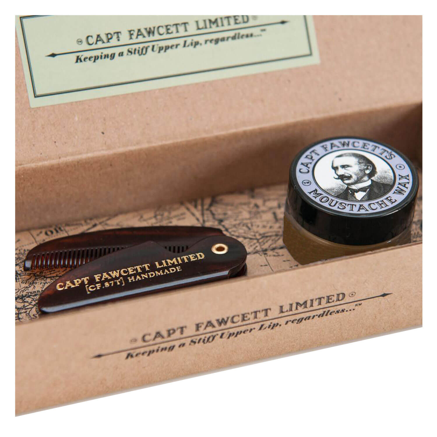 Capt. Fawcett Care – Lavender Moustache Wax & Folding Pocket Moustache Comb Kit