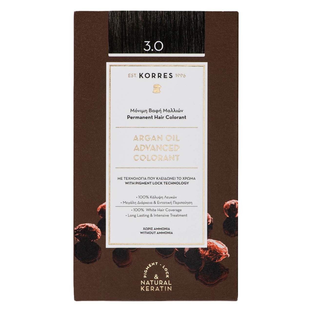 Korres Color - Argan Oil Hochentwickelte Haarcoloration Dark Brown / Dunkelbraun 3.0