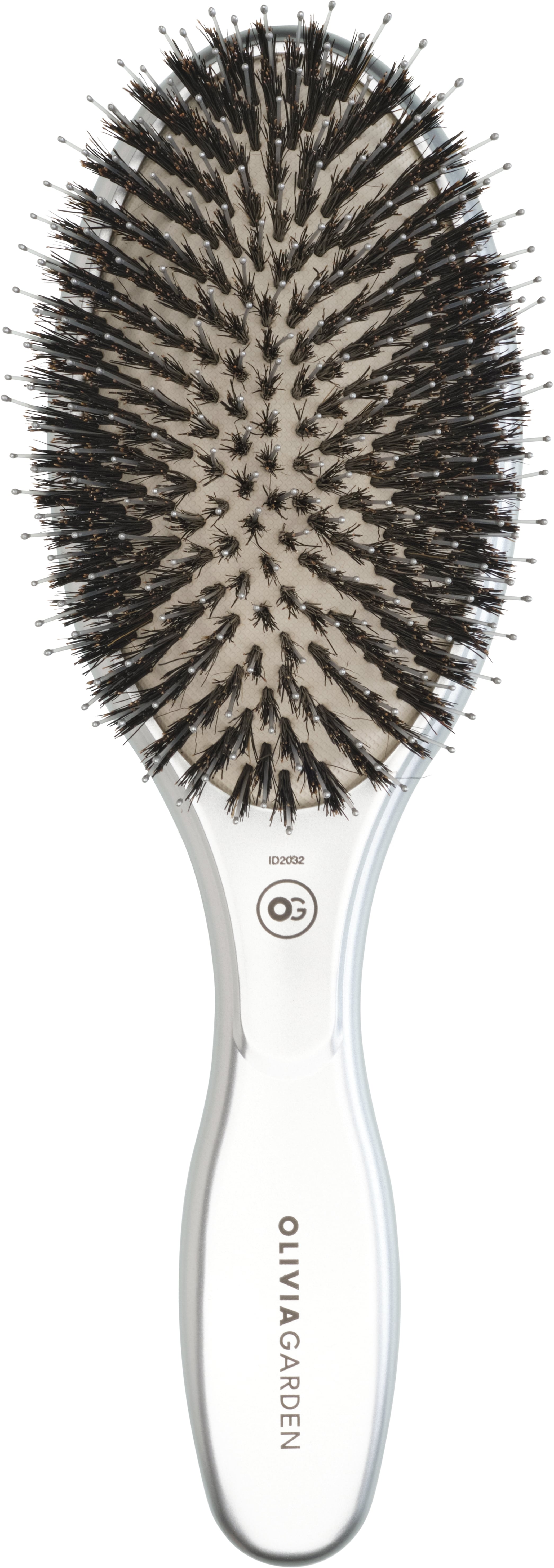 Olivia Garden - Expert Care Oval Boar&Nylon Bristles Silver 1stk