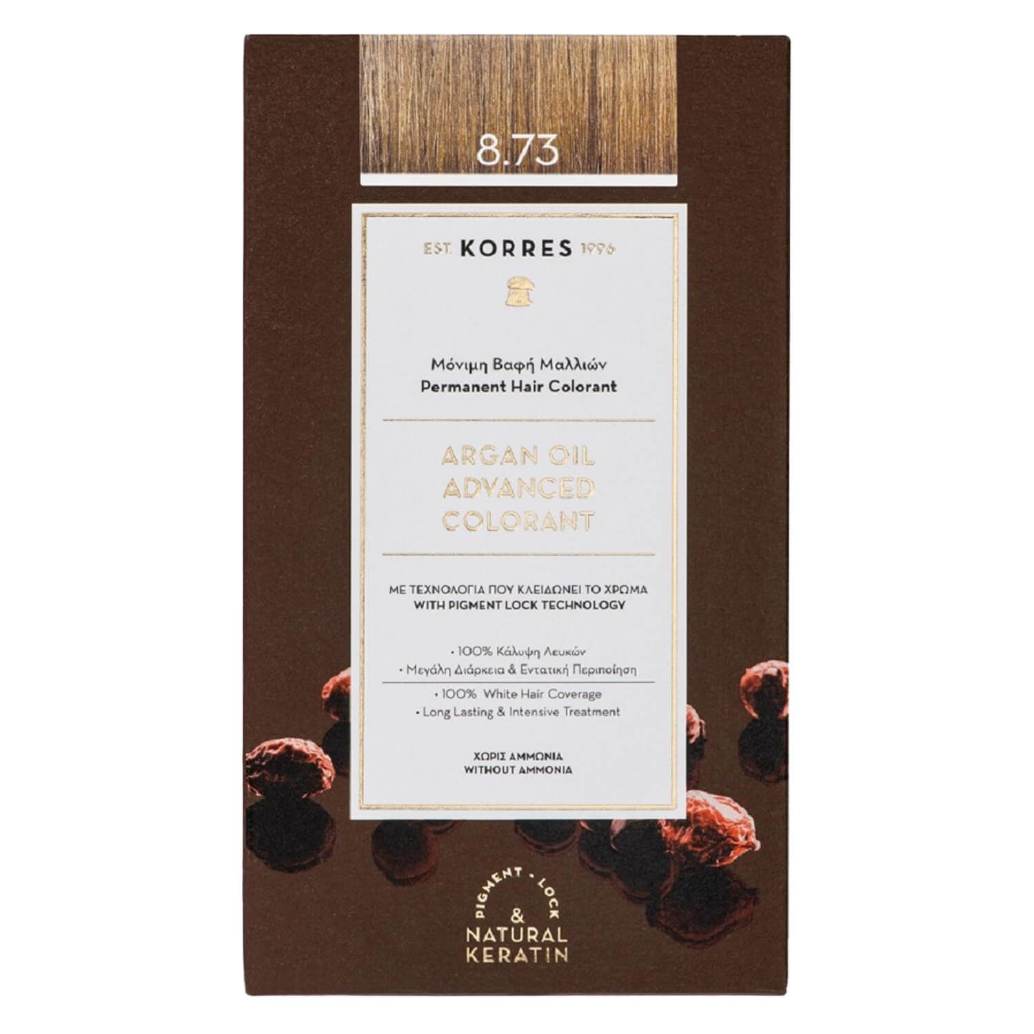 Korres Color – Argan Oil Hochentwickelte Haarcoloration Golden Caramel 8.73 1x