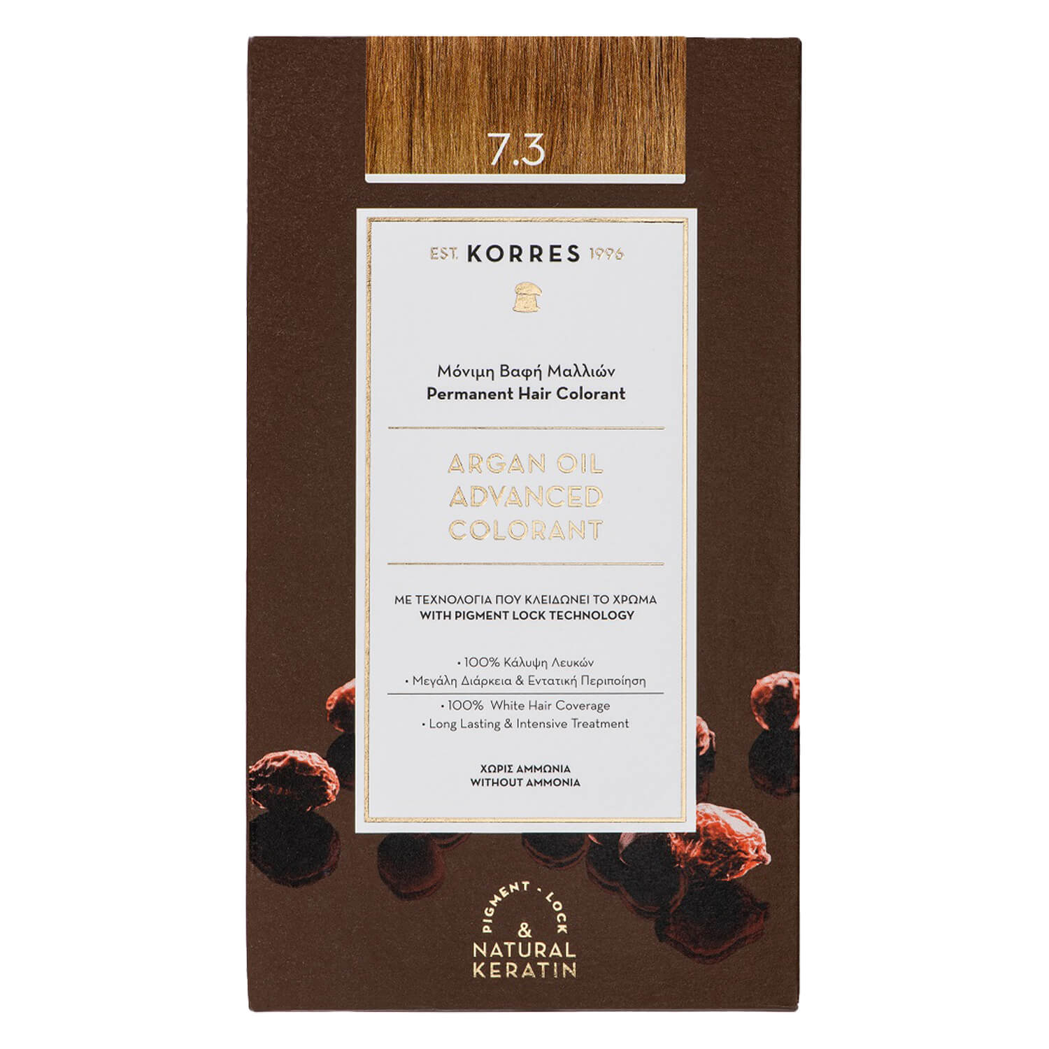 Korres Color – Argan Oil Hochentwickelte Haarcoloration Golden Honey Blonde / Honigblond Gold 7.3 1x