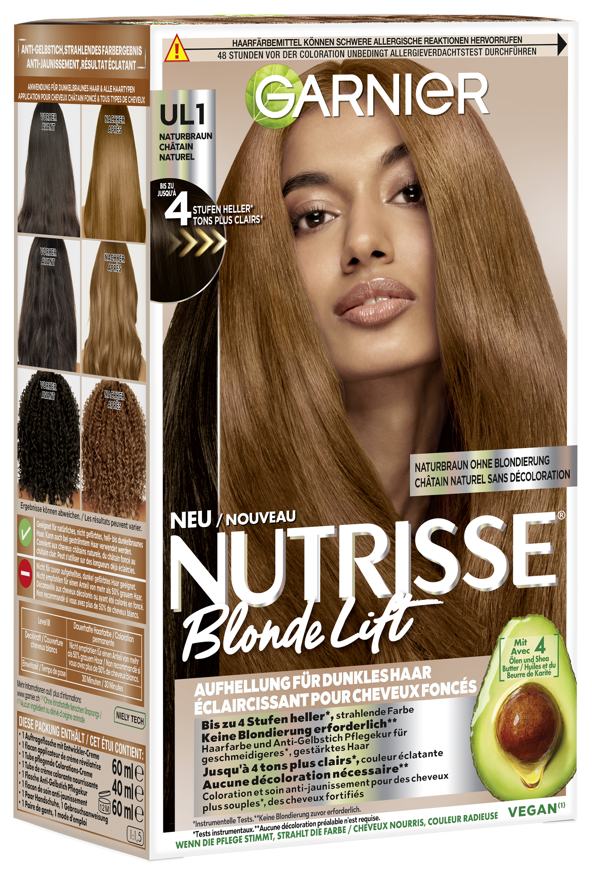 Garnier Nutrisse – Nutrisse Blonde Lift Naturbraun – Aufhellung Für Dunkles Haar Ul1 1x