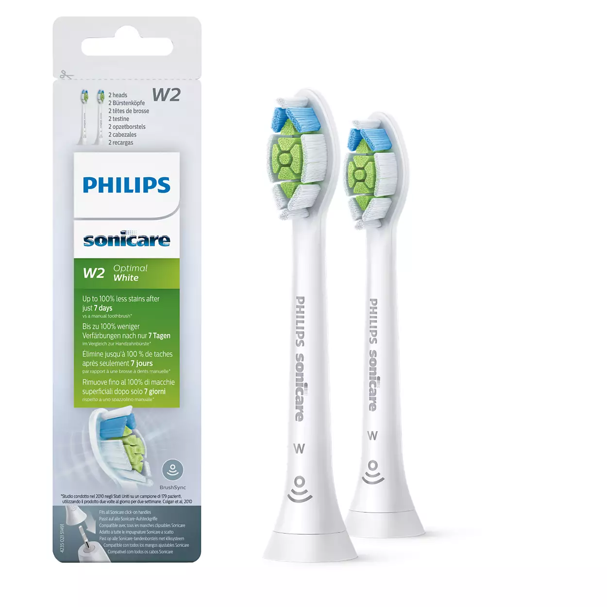 Philips Sonicare - W2 Optimal White 2x Weisse Bürstenköpfe Für Schallzahnbürste 1x