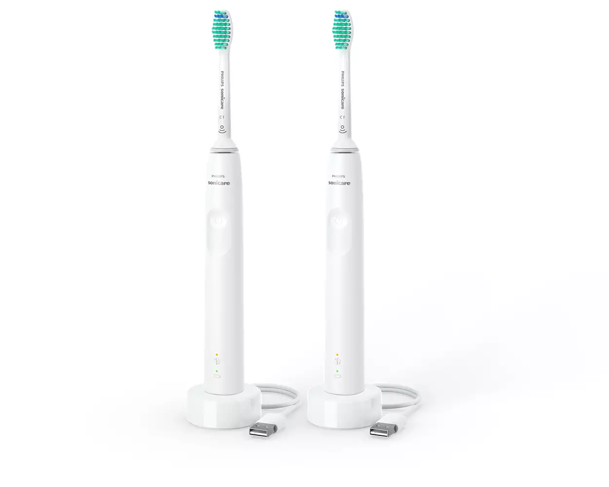 Philips Sonicare - 3100 Series 2x Elektrische Schallzahnbürsten - Weiss 1x
