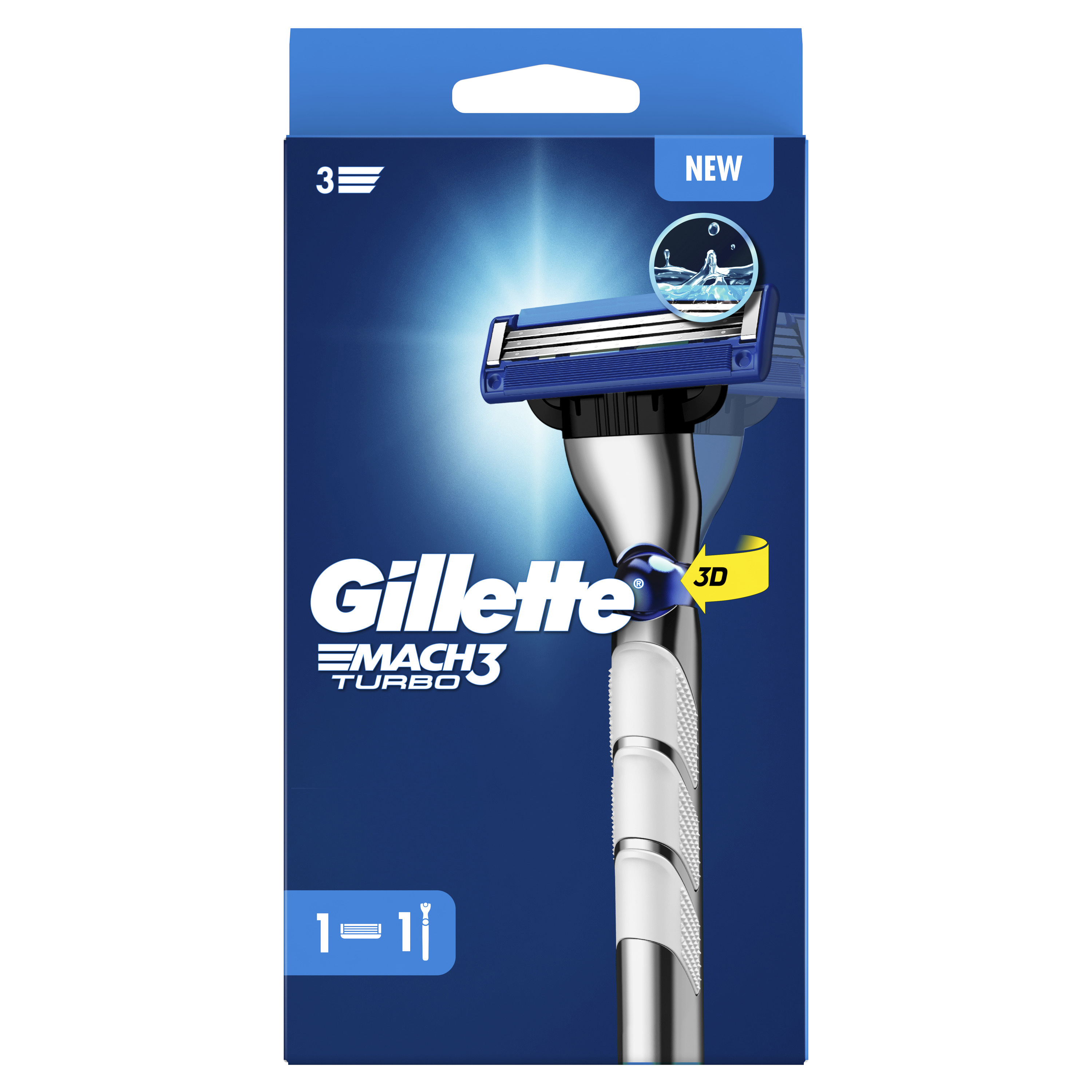 Gillette – Mach3 Turbo 3d Rasierapparat Mit 1 Klinge Smartbox 1stk