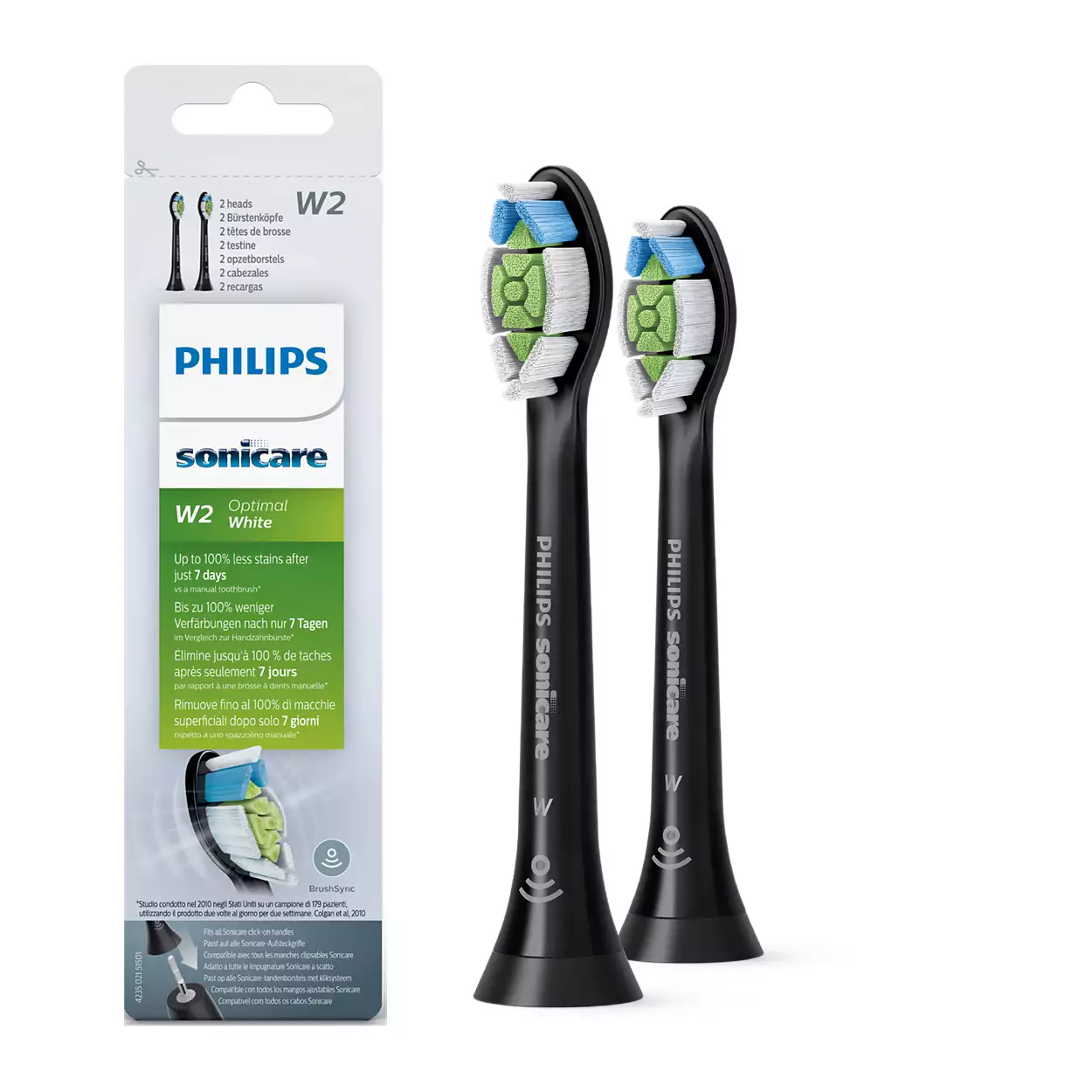 Philips Sonicare - W2 Optimal White 2x Schwarze Bürstenköpfe Für Schallzahnbürste 1x